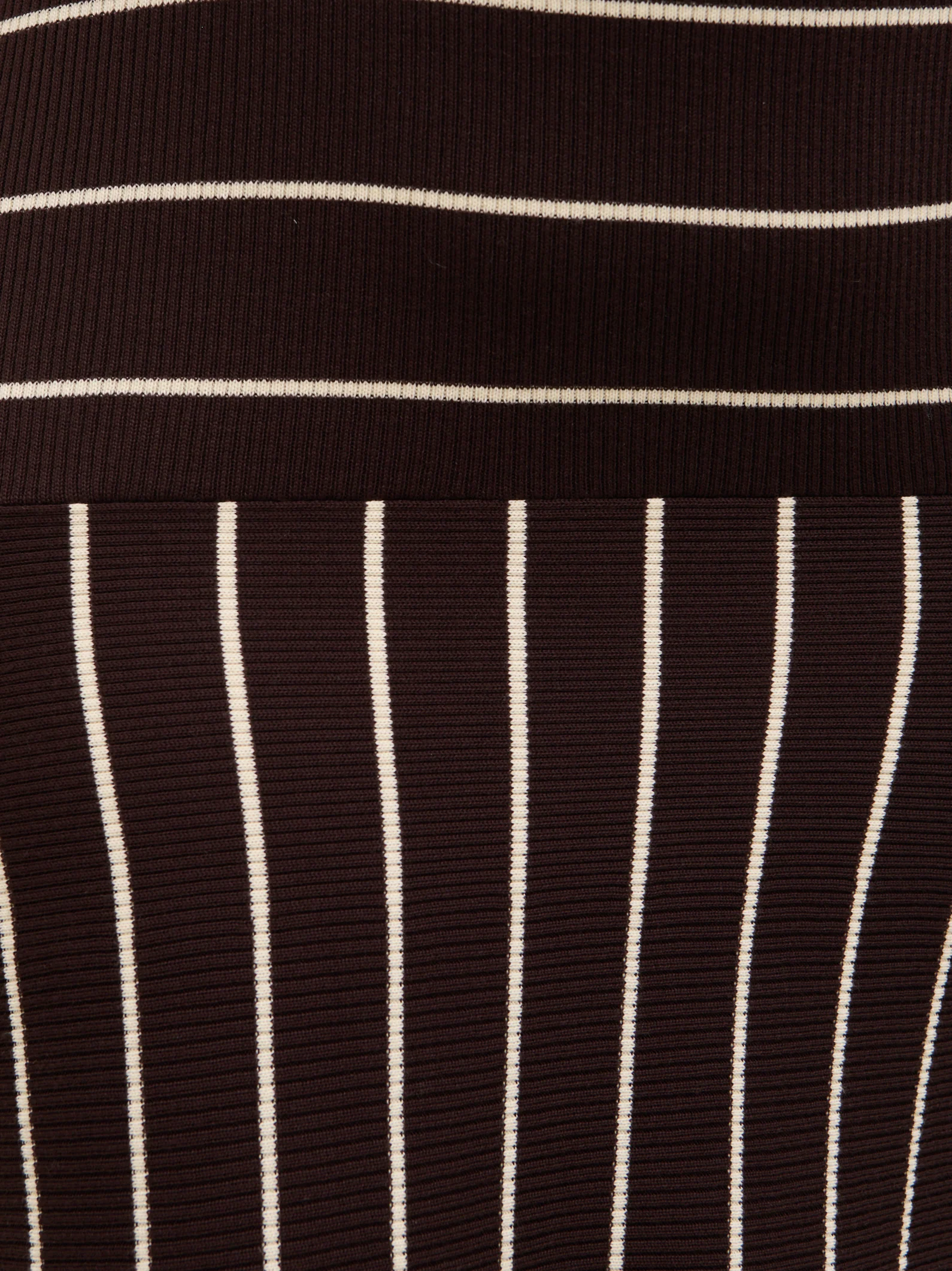 Pixie Bandeau Stripe Knit Long Midaxi Dress Curve - Brown - Image 4