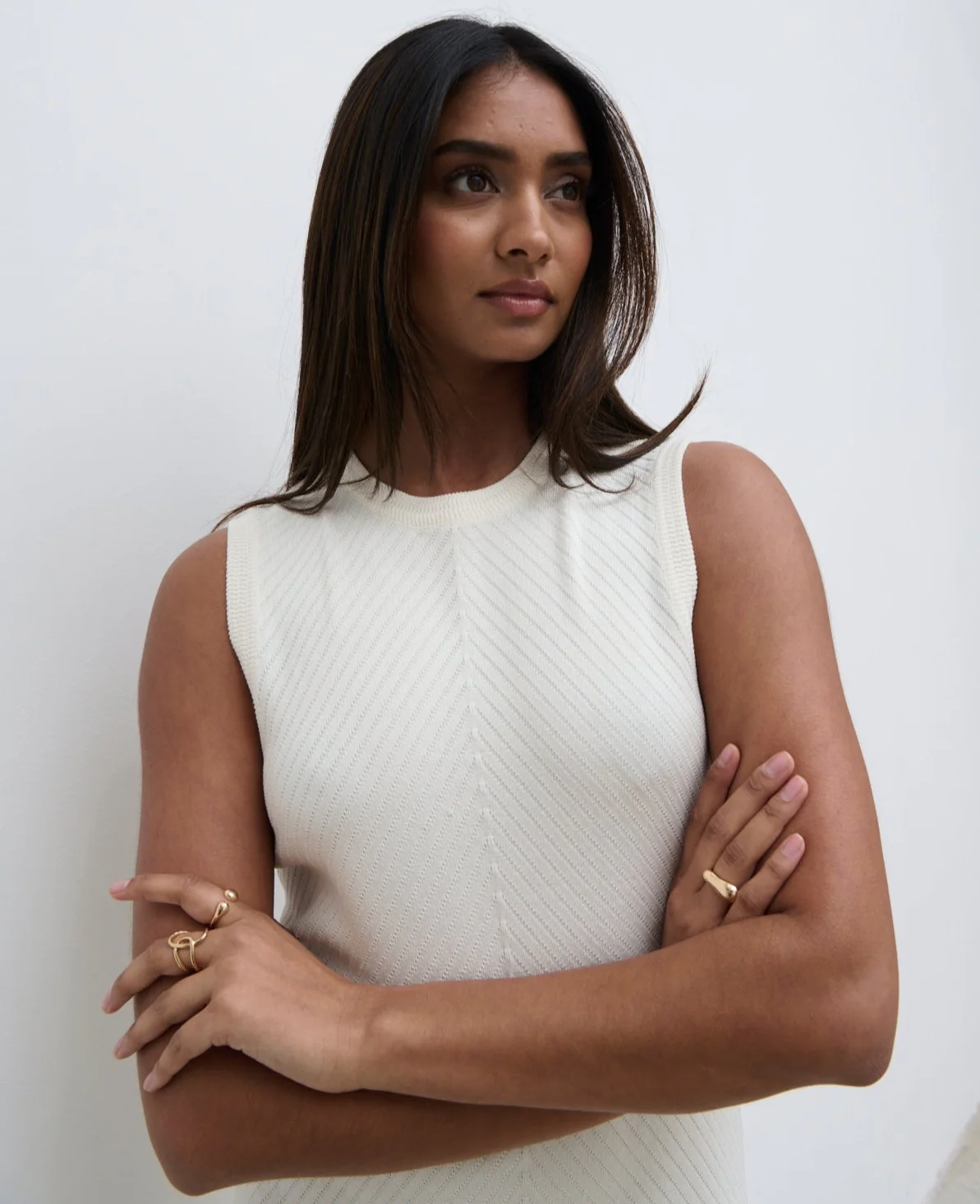 Portia Shift Knit Midaxi Dress - Cream - Image 2