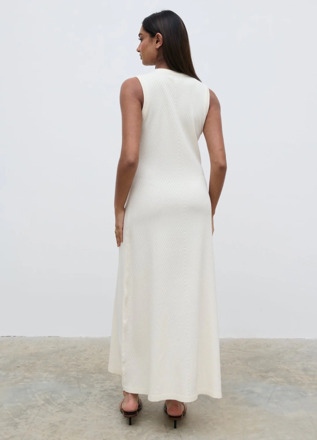 Portia Shift Knit Midaxi Dress - Cream - Image 3