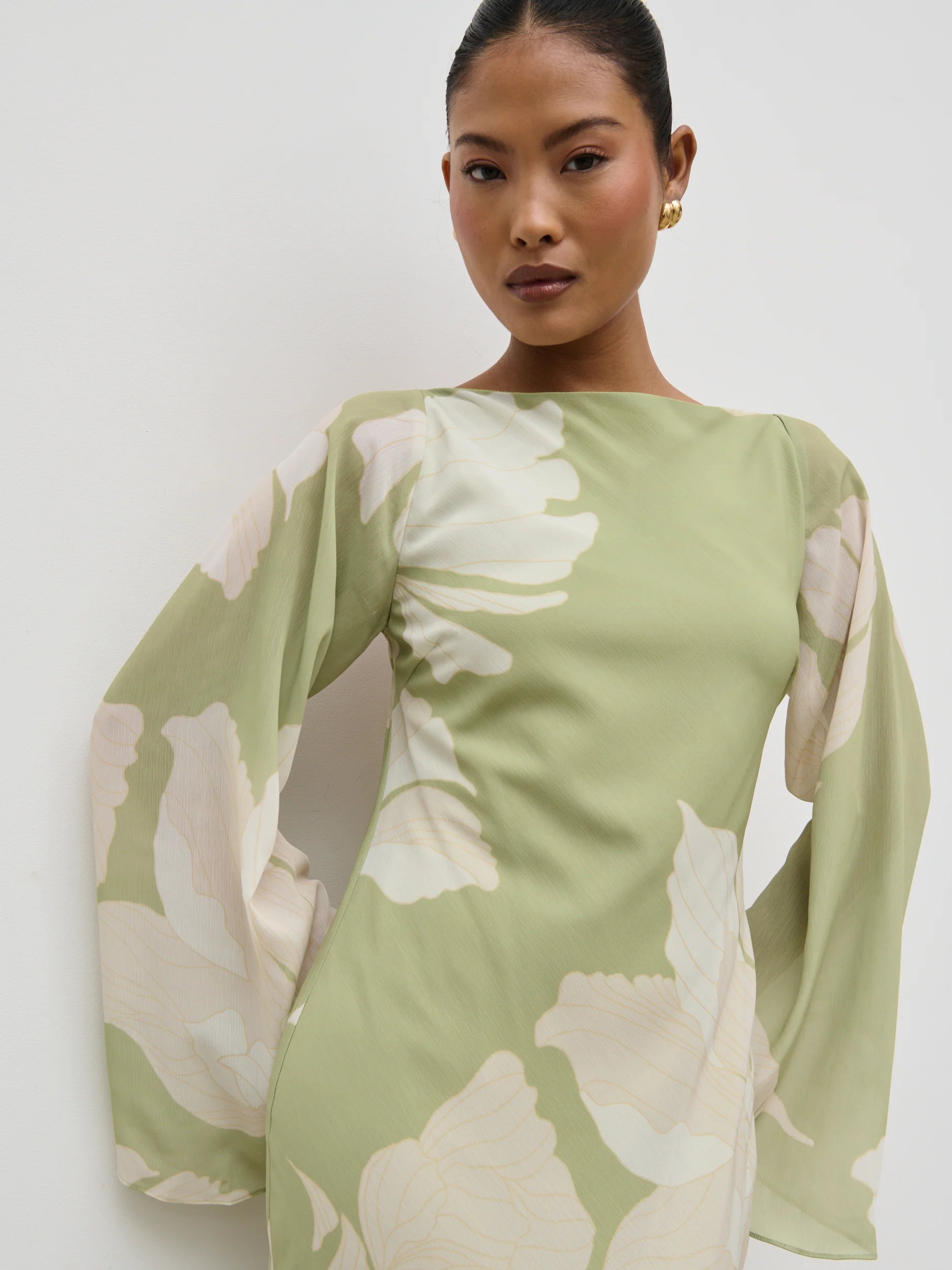Primrose Kimono Sleeve Maxi Dress - Olive Floral - Image 6