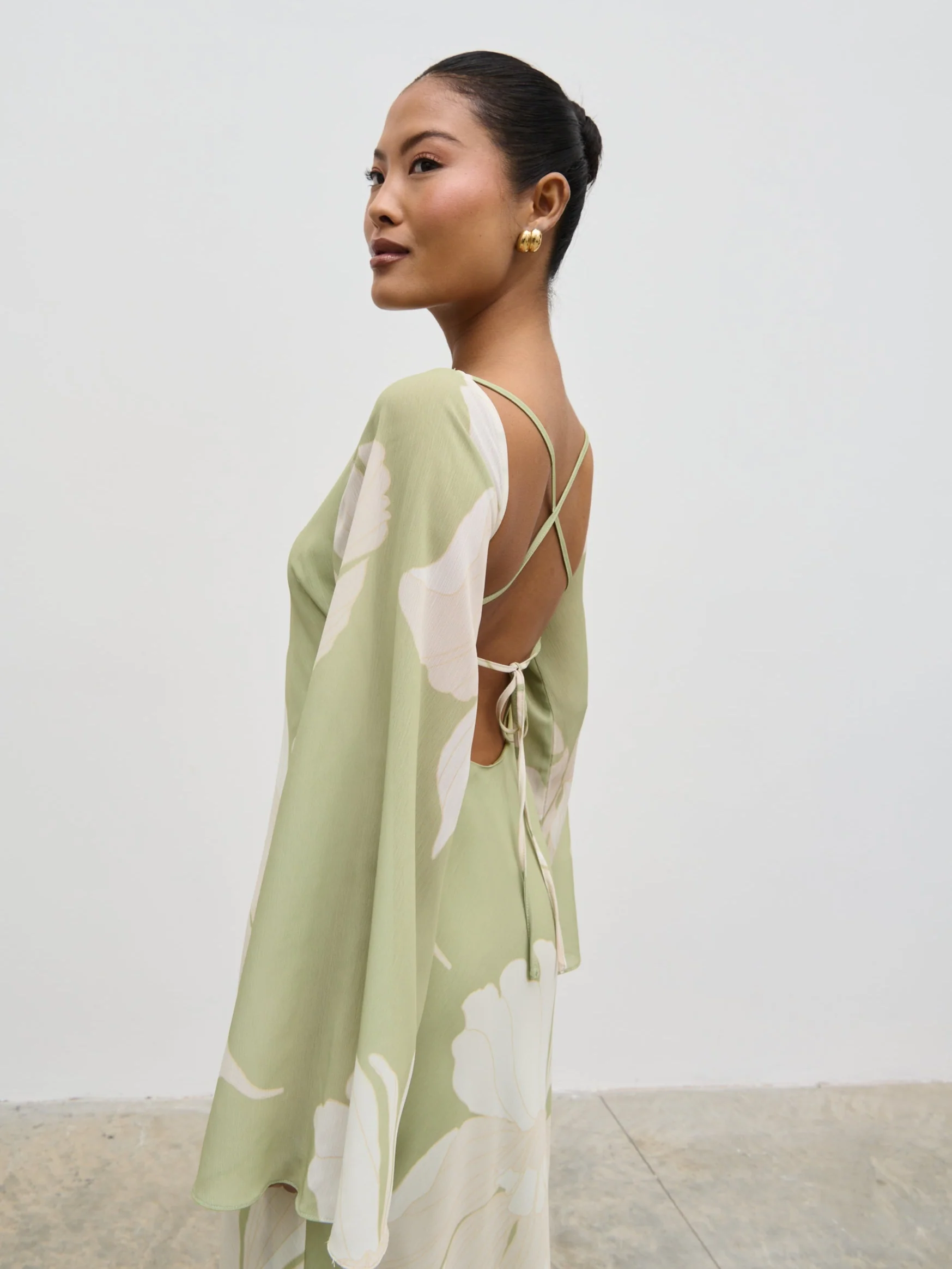 Primrose Kimono Sleeve Maxi Dress - Olive Floral - Image 7