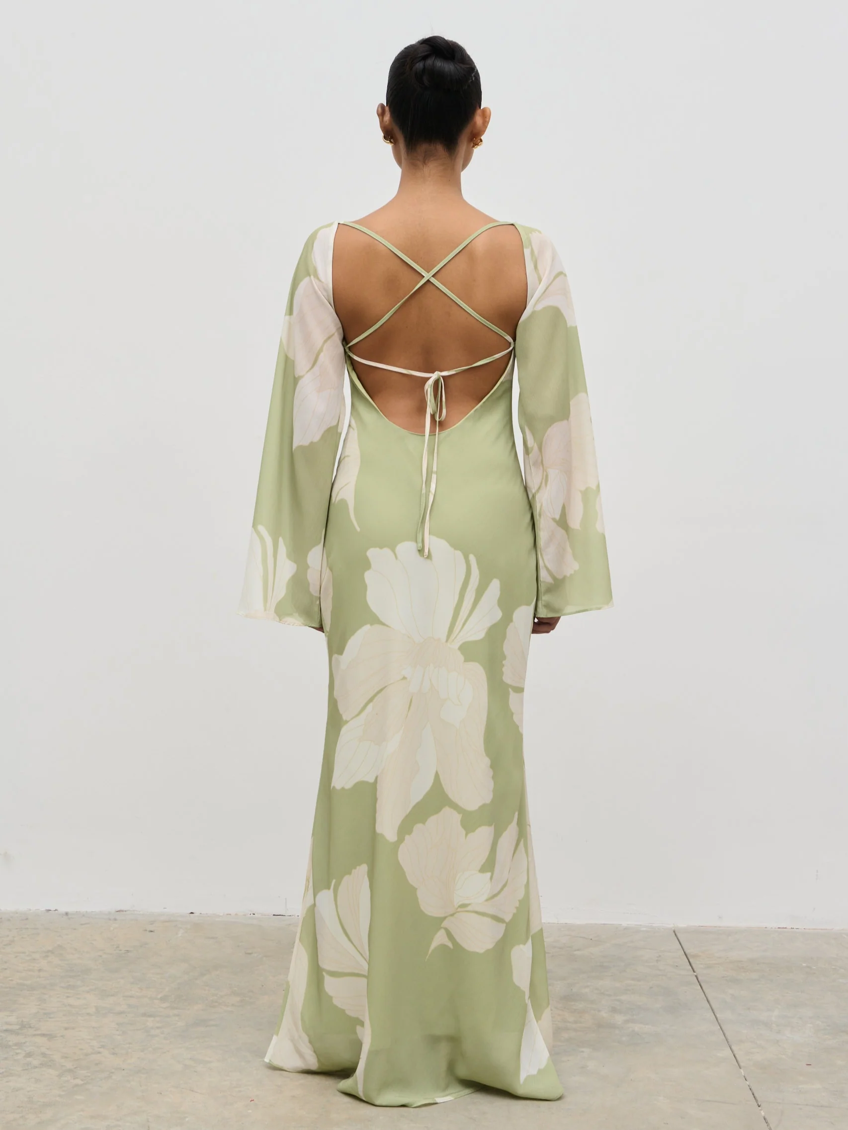 Primrose Kimono Sleeve Maxi Dress - Olive Floral - Image 8