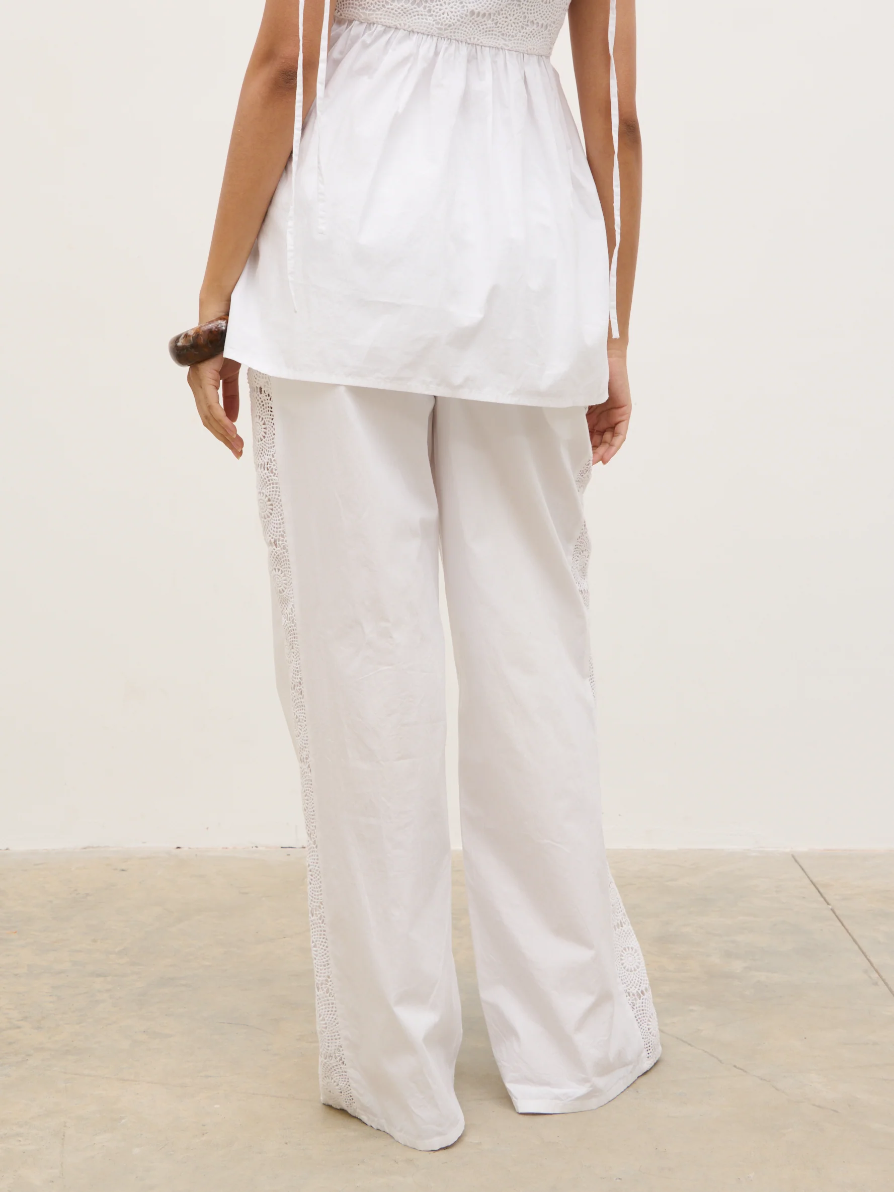 Rae Crochet Detail Trousers - White - Image 6