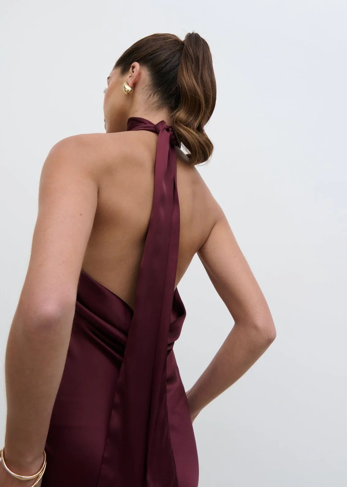 Raleigh Cowl Back Midaxi Dress - Wine - Image 3