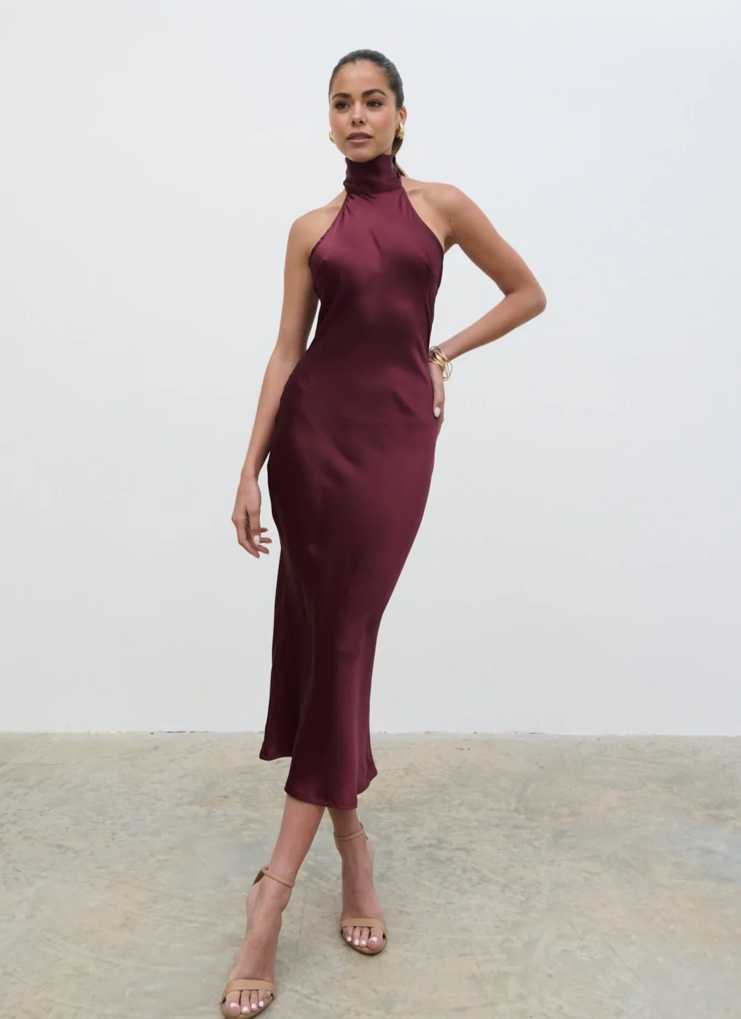 Raleigh Cowl Back Midaxi Dress - Wine - Image 4