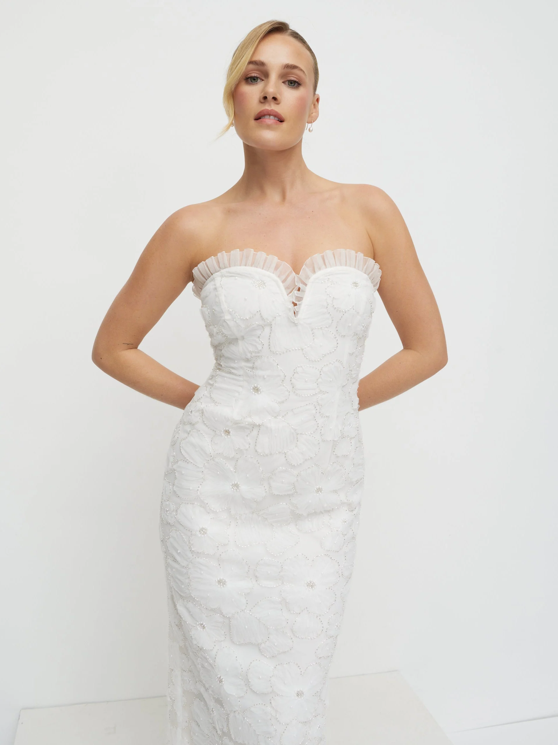 Ravenna Embellished Floral Midaxi Dress - Ivory - Image 3