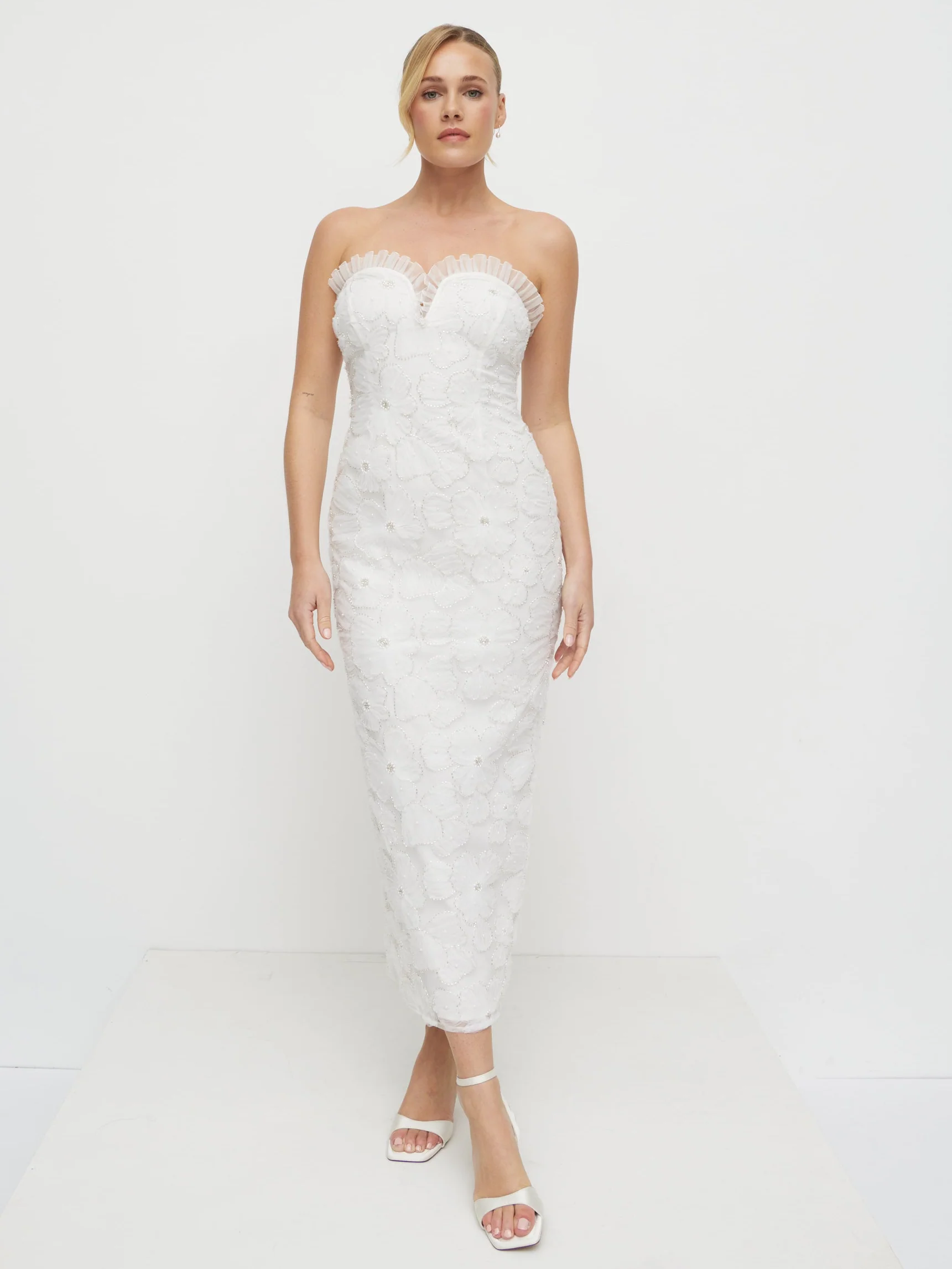Ravenna Embellished Floral Midaxi Dress - Ivory - Image 7