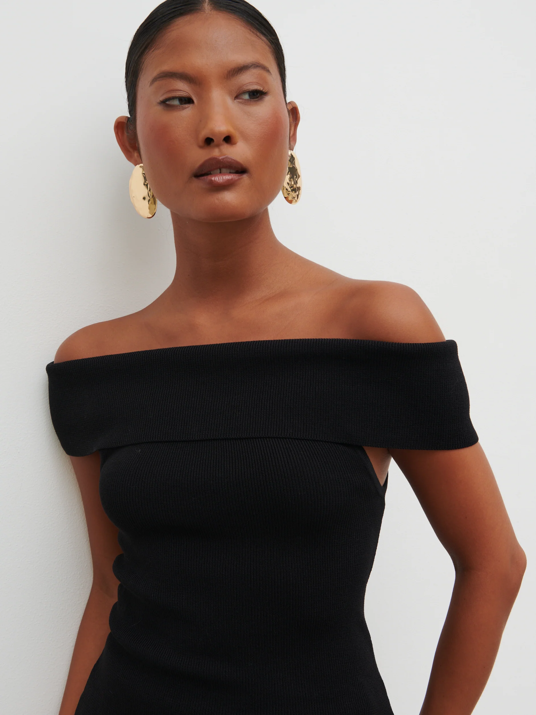 Reagan Bardot Knit Top - Black - Image 3