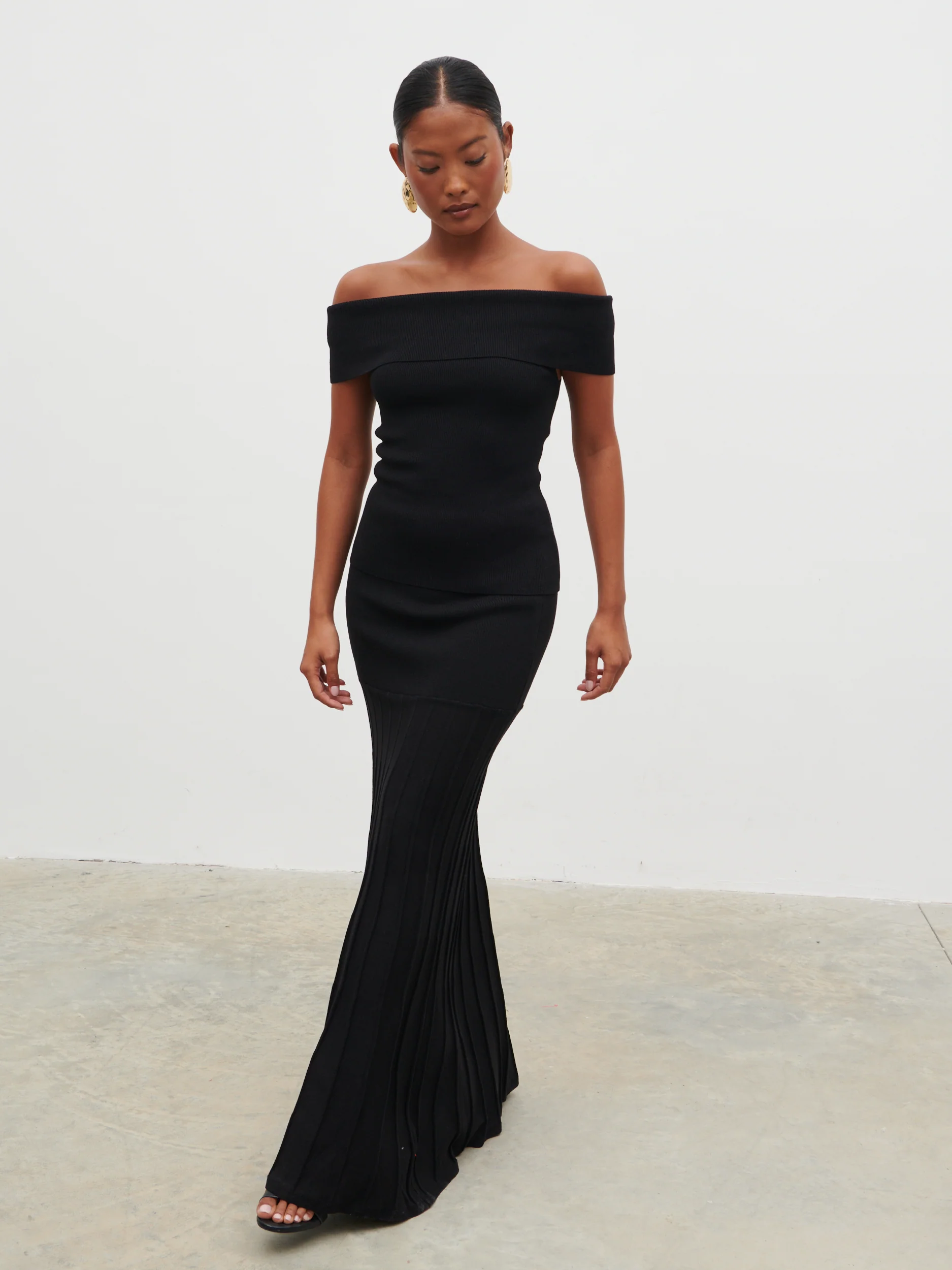Reagan Bardot Knit Top - Black - Image 4