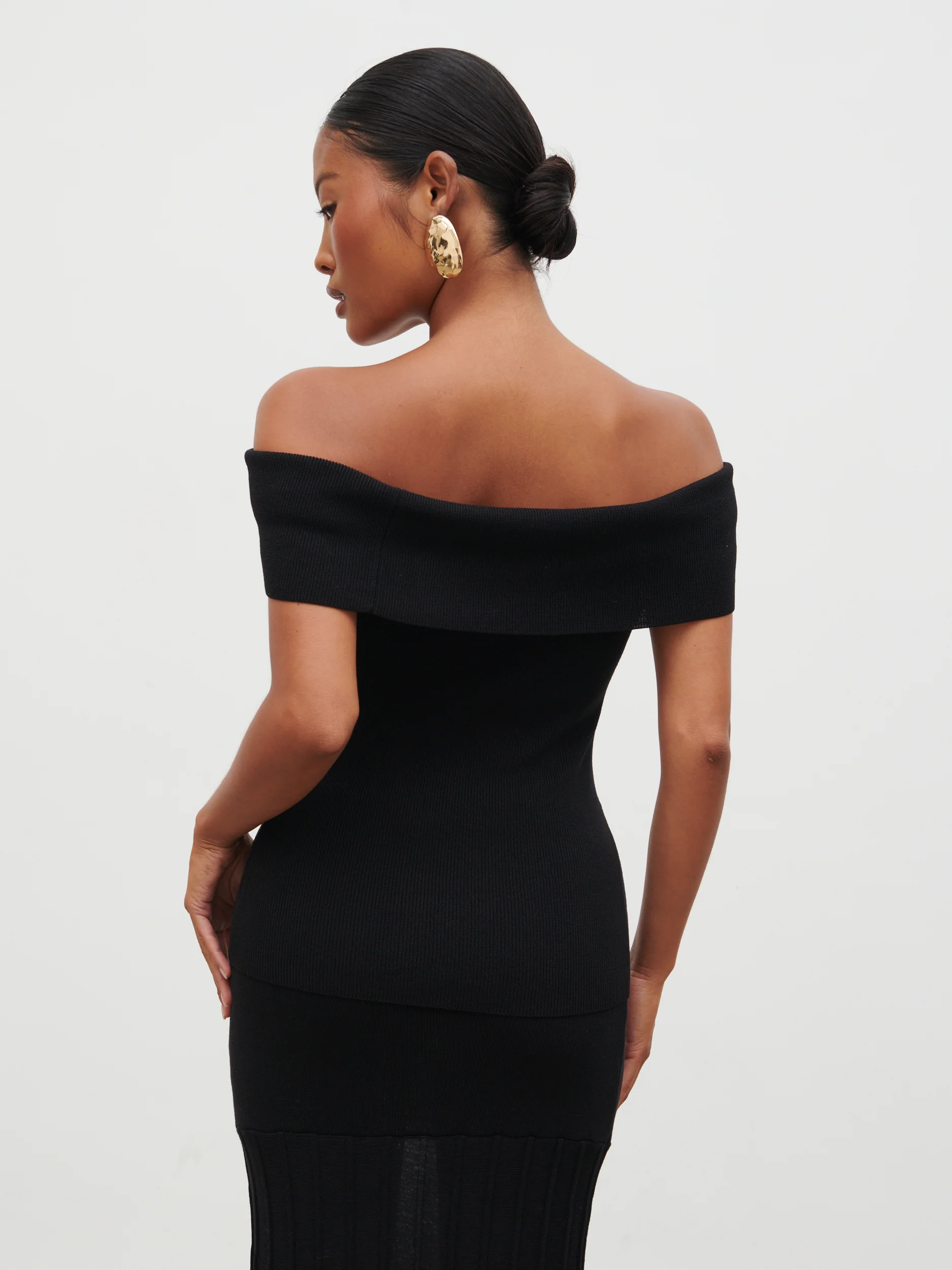 Reagan Bardot Knit Top - Black - Image 6