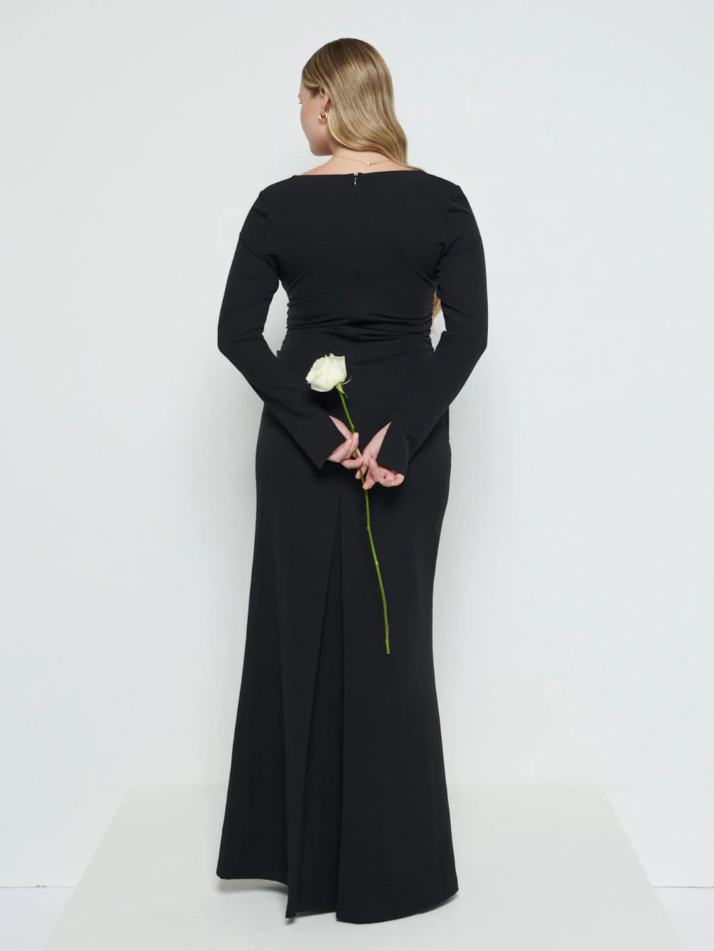 Reagan Square Neck Crepe Maxi Bridesmaid Dress - Black - Image 2