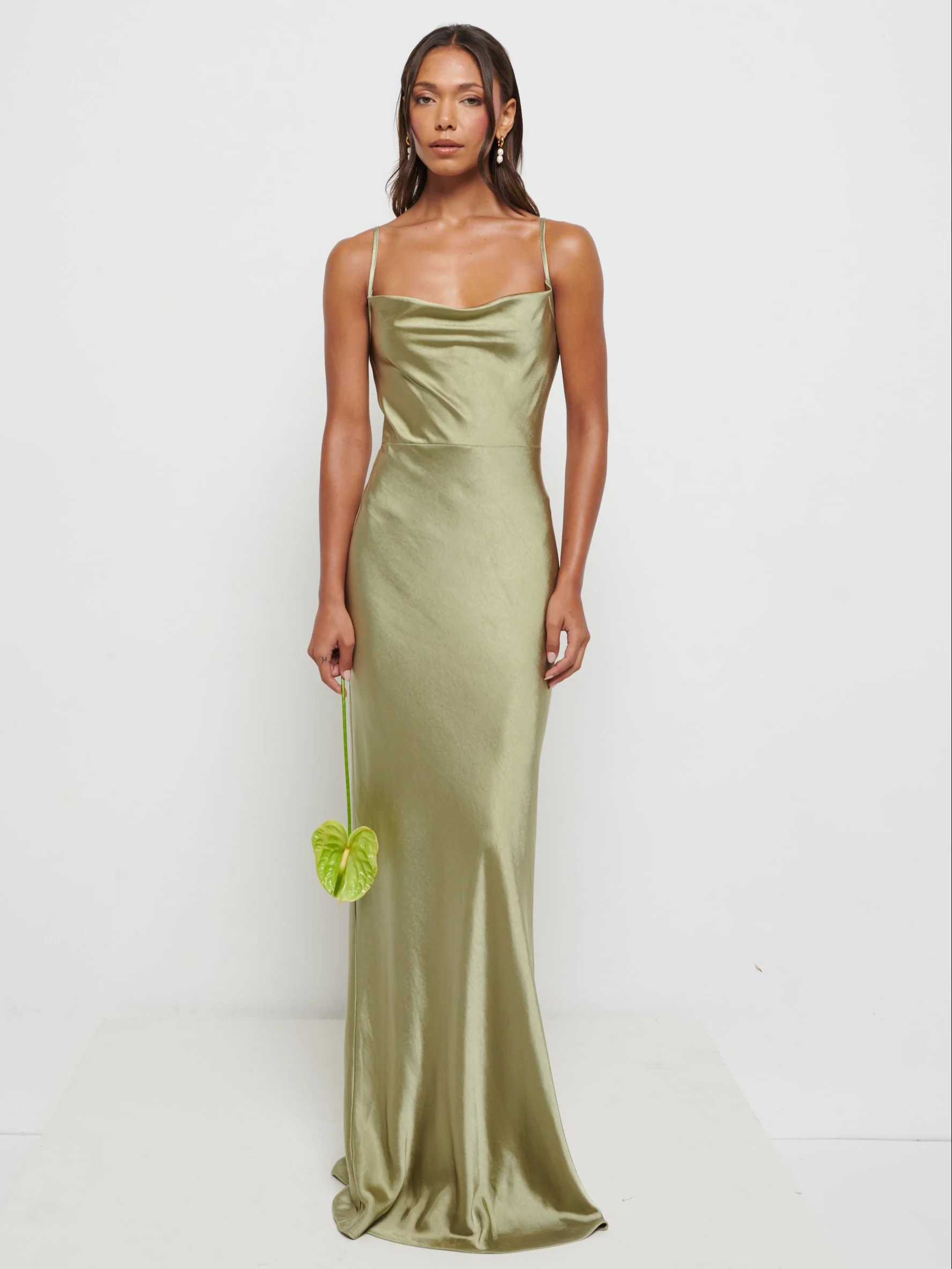 Recycled Satin Olive Swatch - Image 2