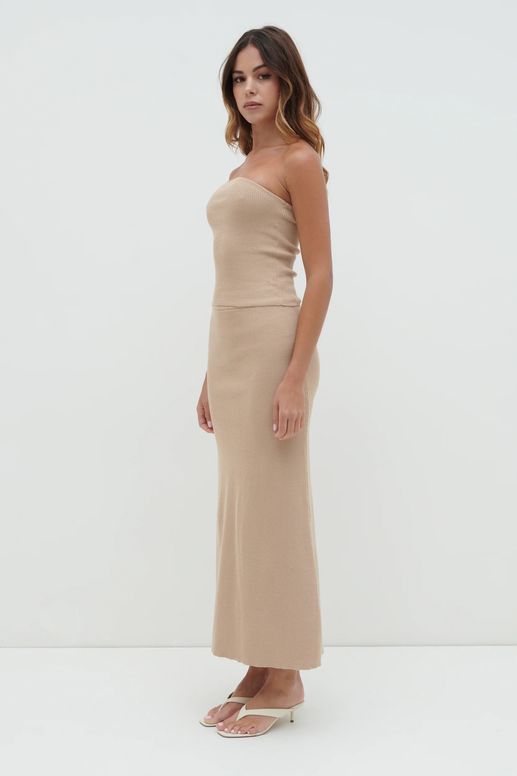 Reese Bandeau Knit Top - Beige - Image 4