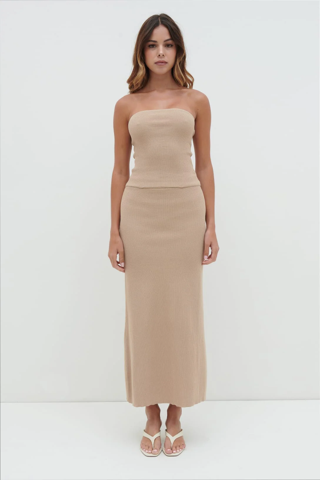 Reese Bandeau Knit Top - Beige - Image 7