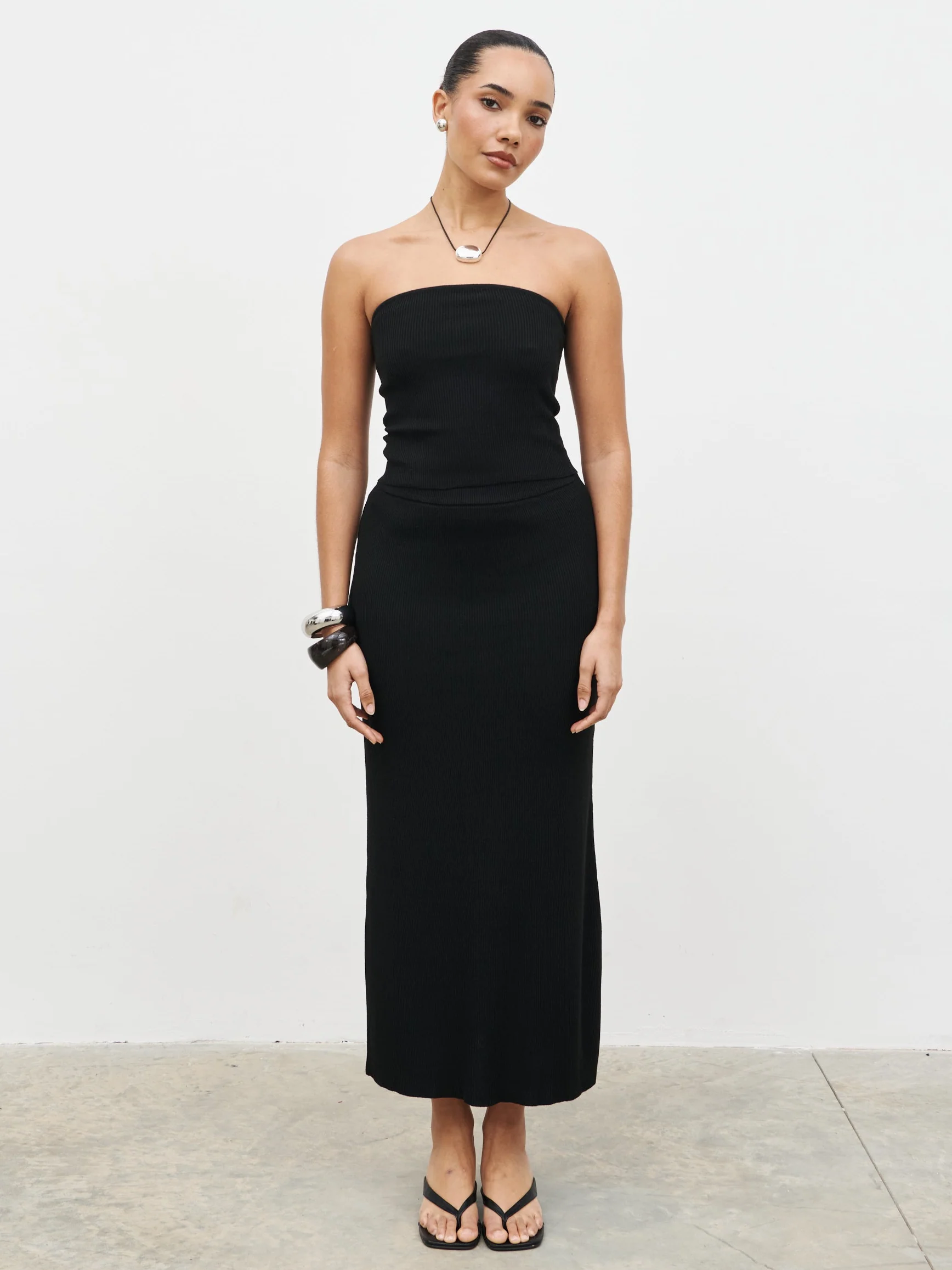 Reese Bandeau Knit Top - Black - Image 2