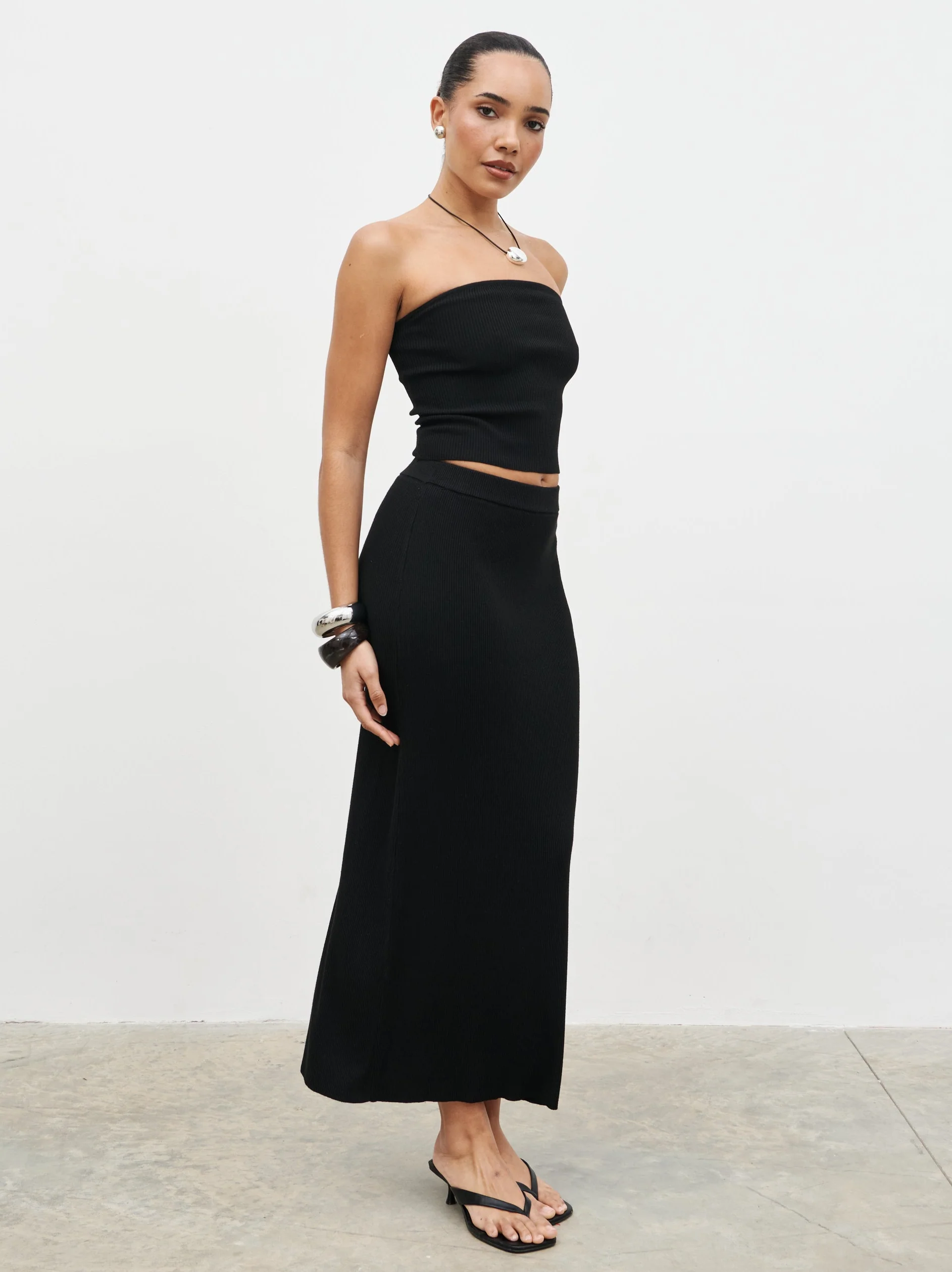 Reese Bandeau Knit Top - Black - Image 3