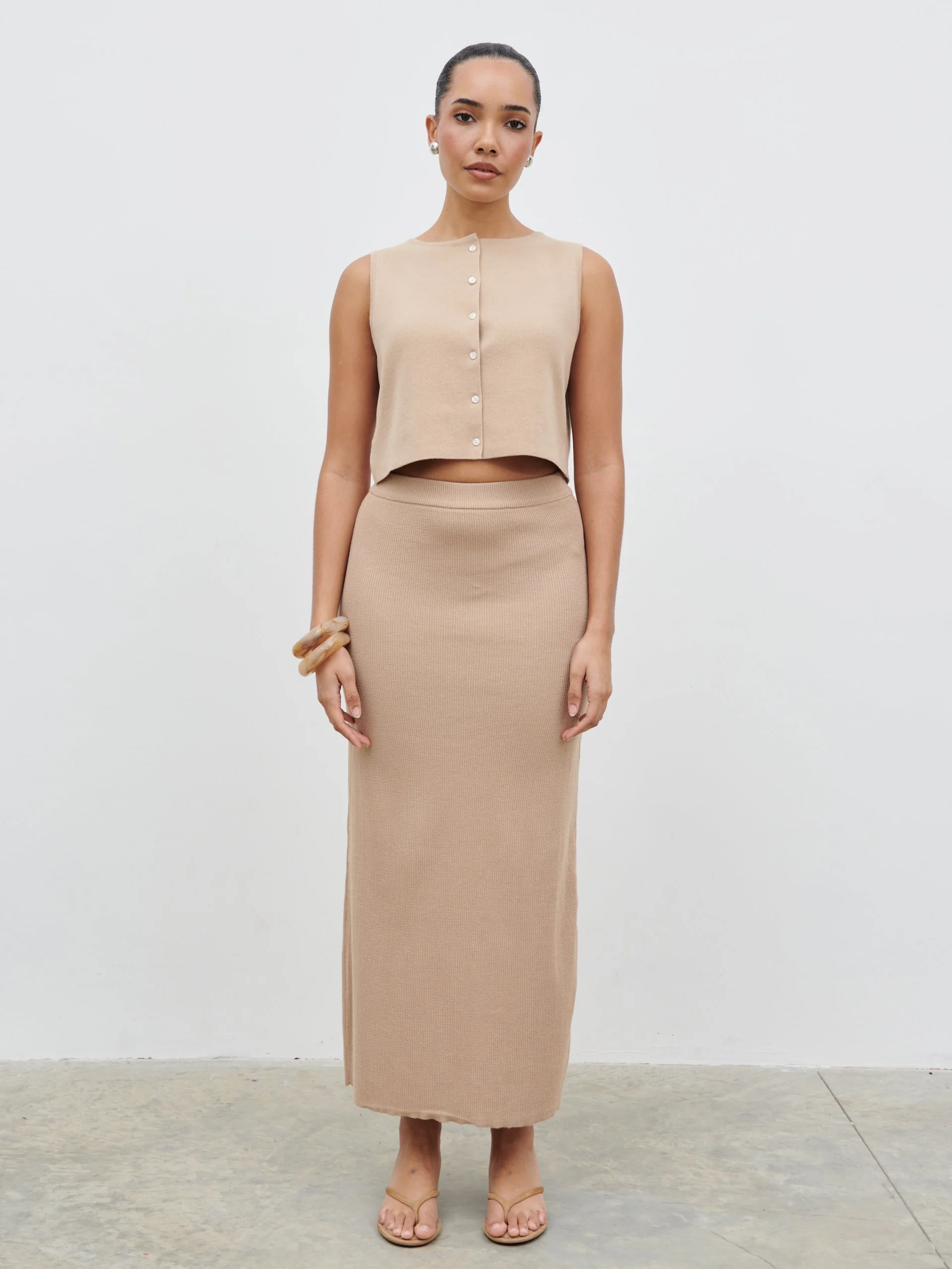 Reese Knit Waistcoat - Beige - Image 4