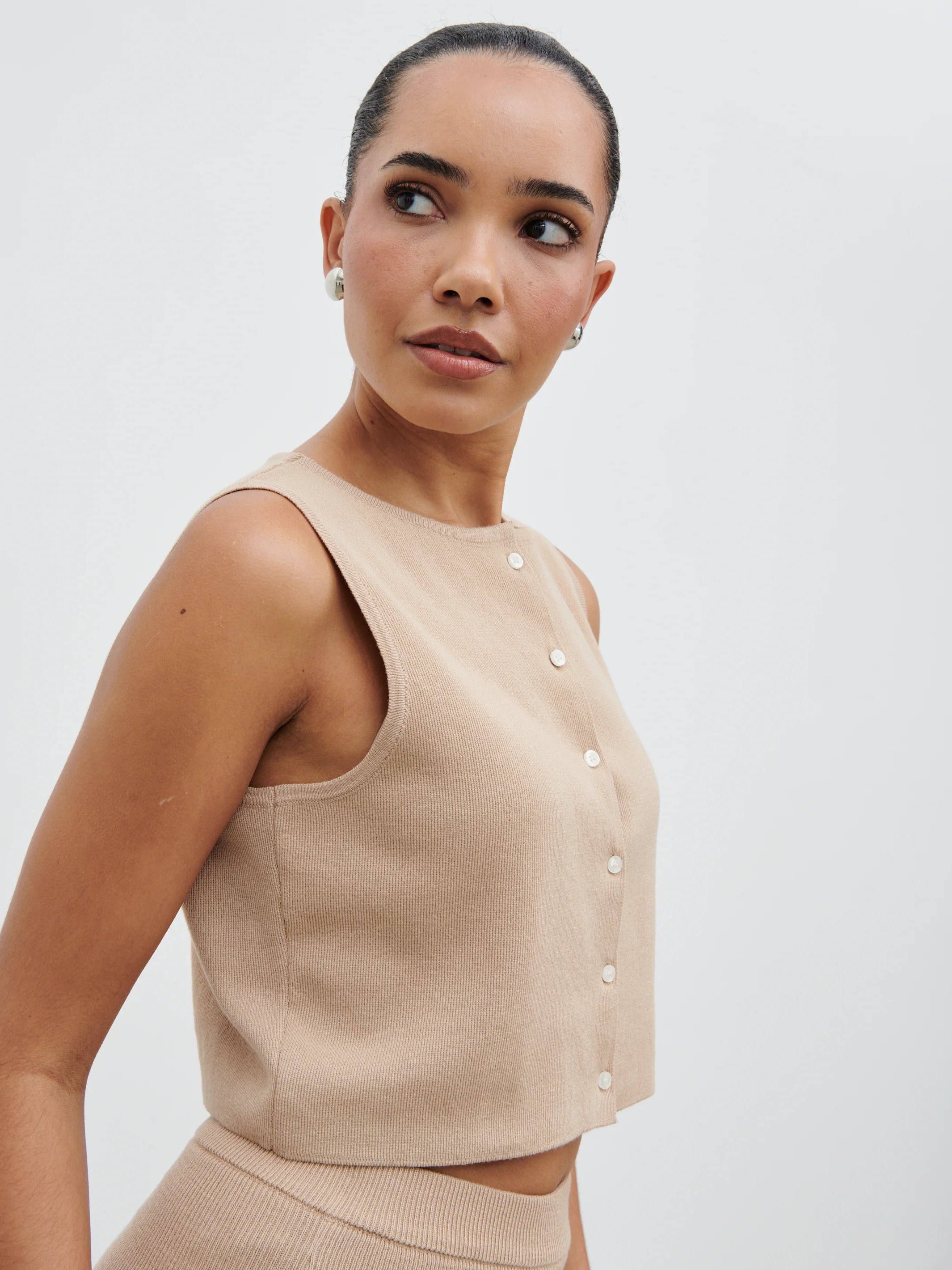 Reese Knit Waistcoat - Beige - Image 5