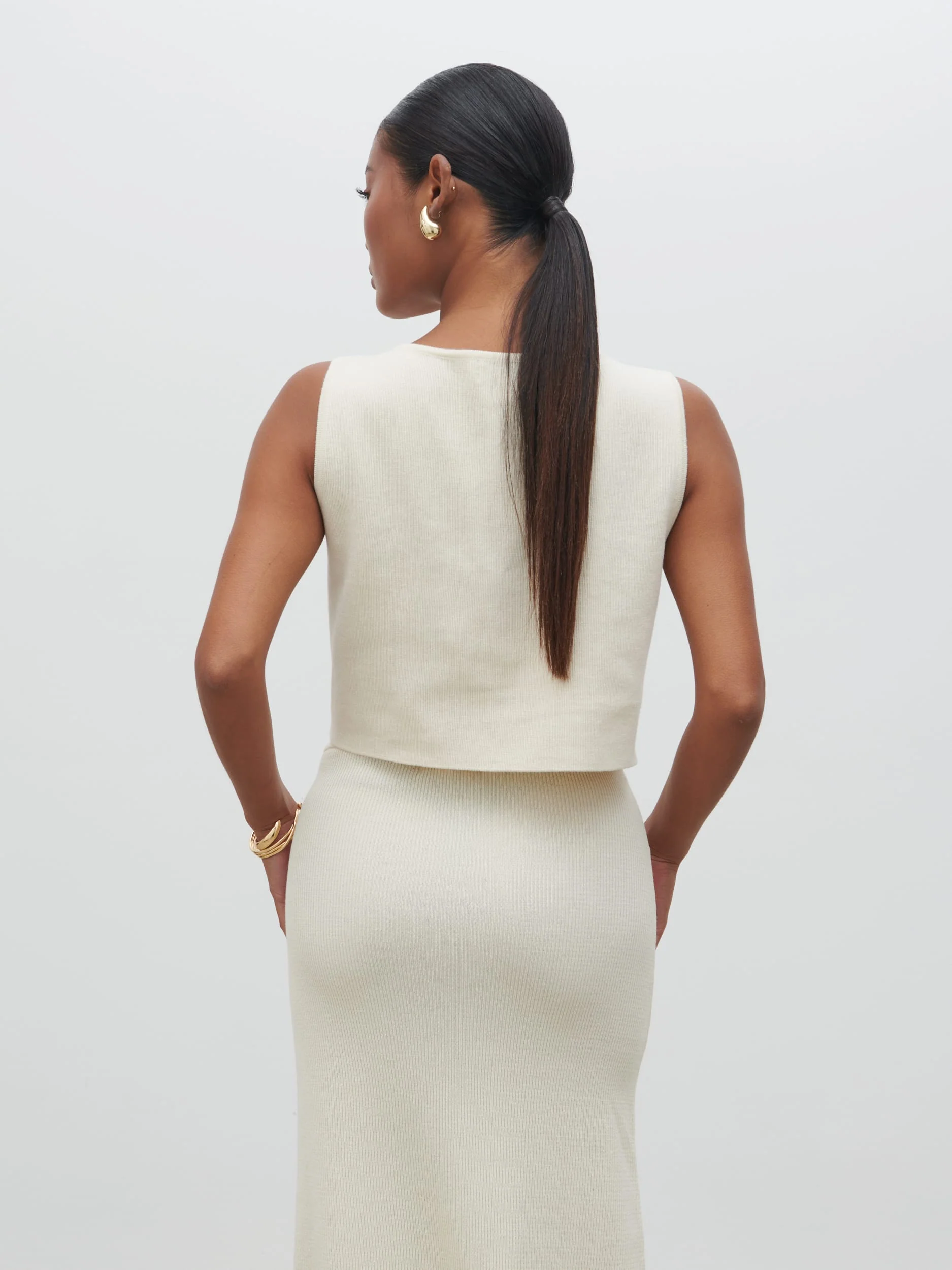 Reese Knit Waistcoat - Cream - Image 3