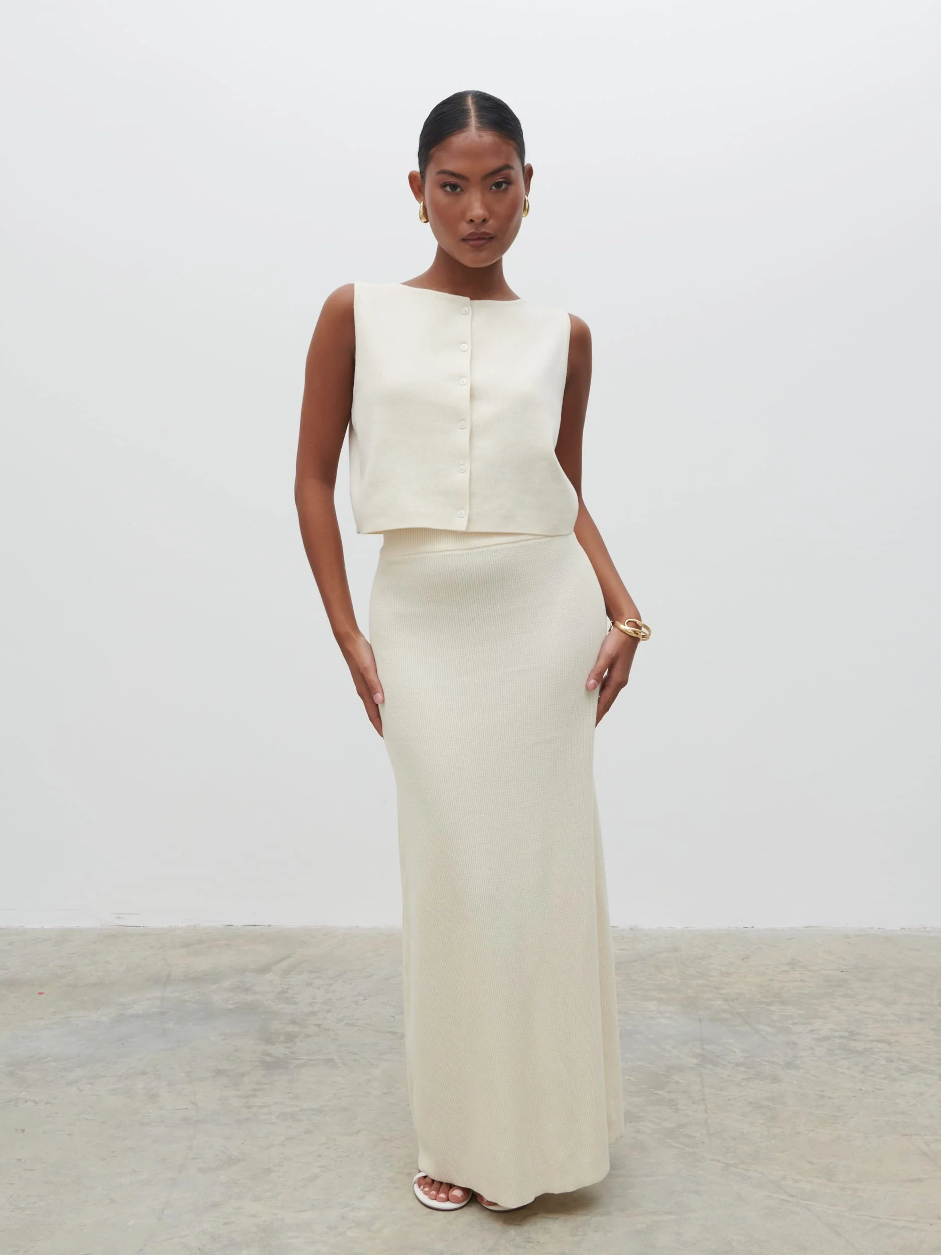 Reese Knit Waistcoat - Cream - Image 5