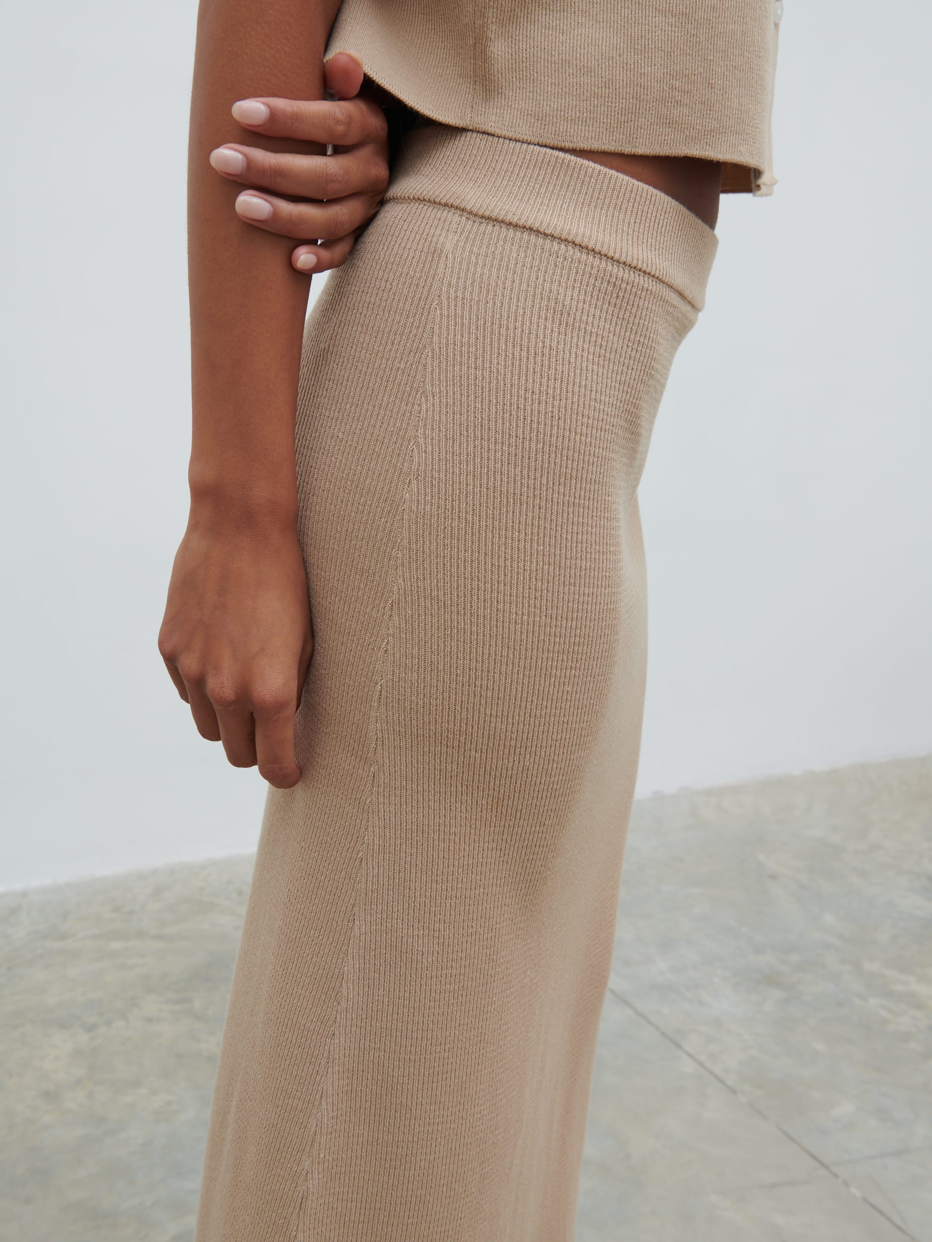 Reese Midaxi Knit Skirt - Beige - Image 3