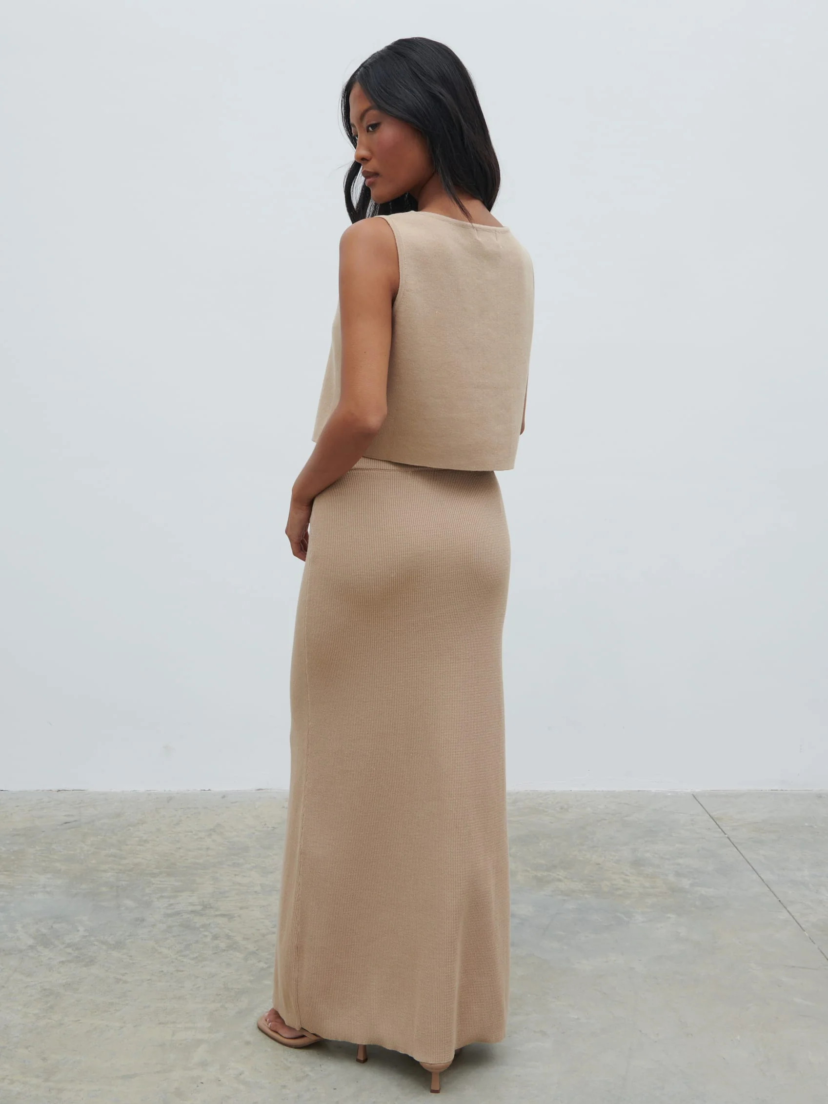 Reese Midaxi Knit Skirt - Beige - Image 6