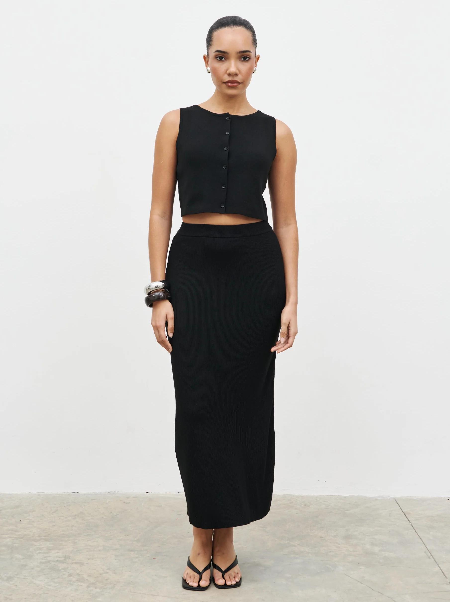 Reese Midaxi Knit Skirt - Black - Image 4