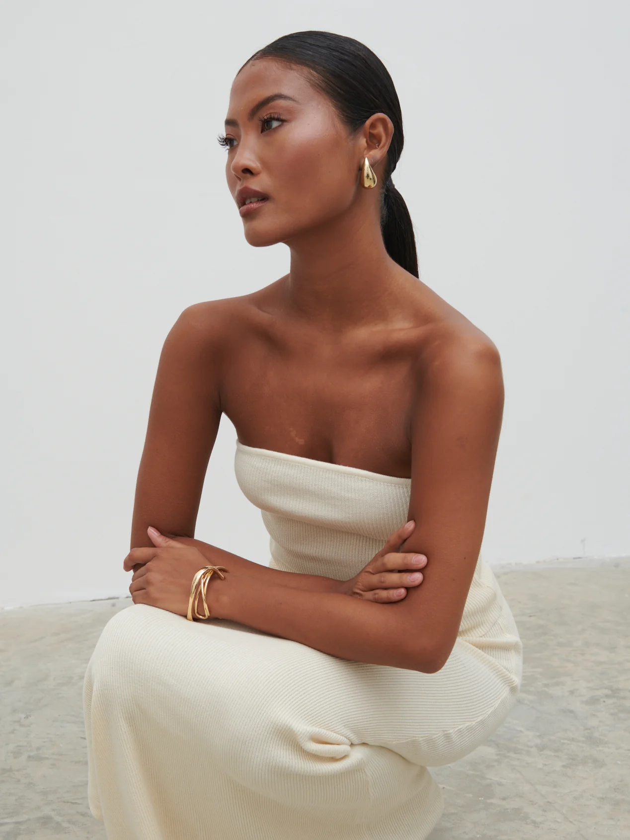 Reese Midaxi Knit Skirt - Cream - Image 3