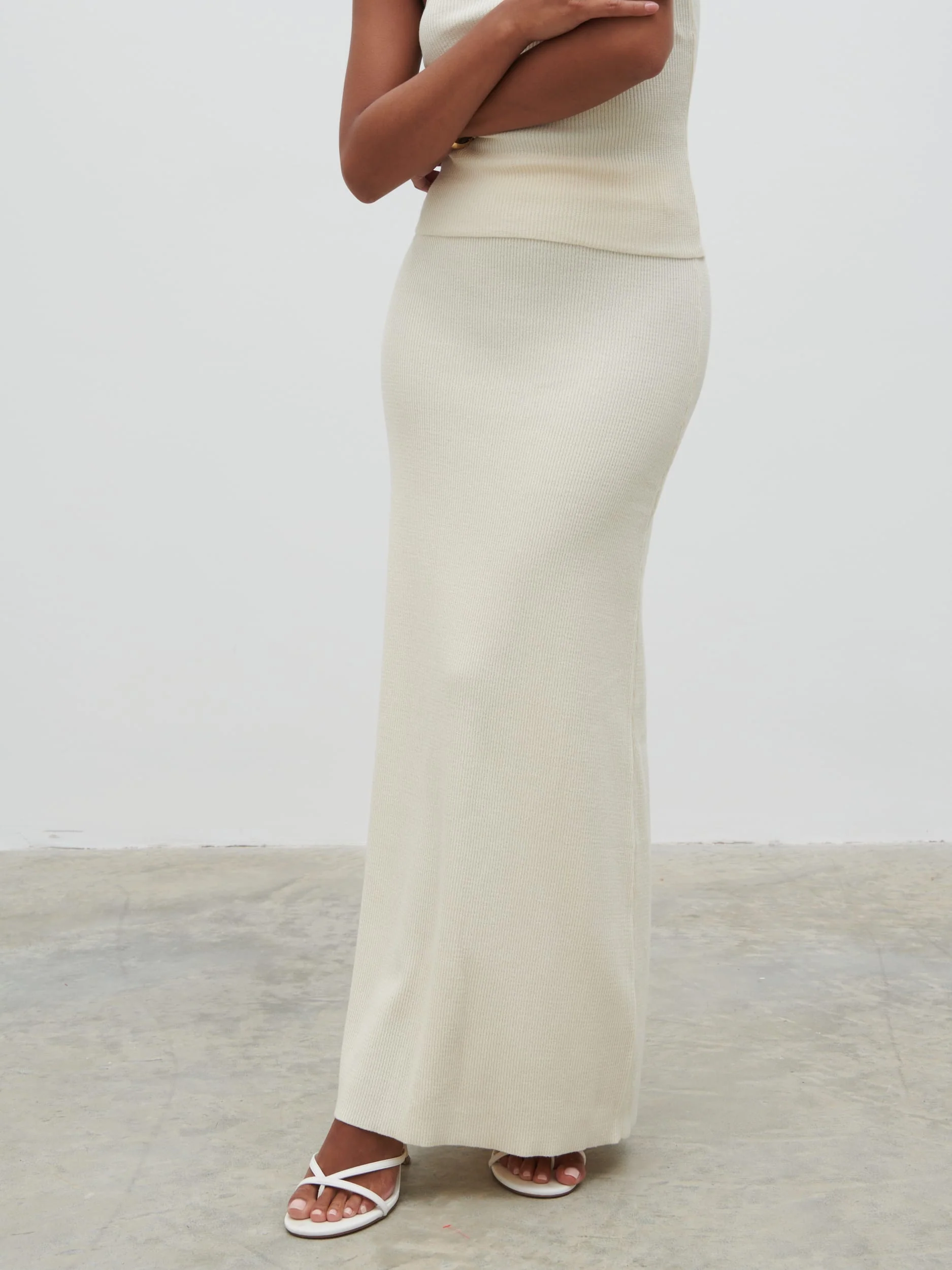 Reese Midaxi Knit Skirt - Cream - Image 4