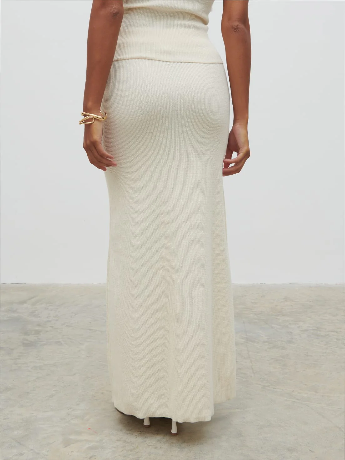 Reese Midaxi Knit Skirt - Cream - Image 5