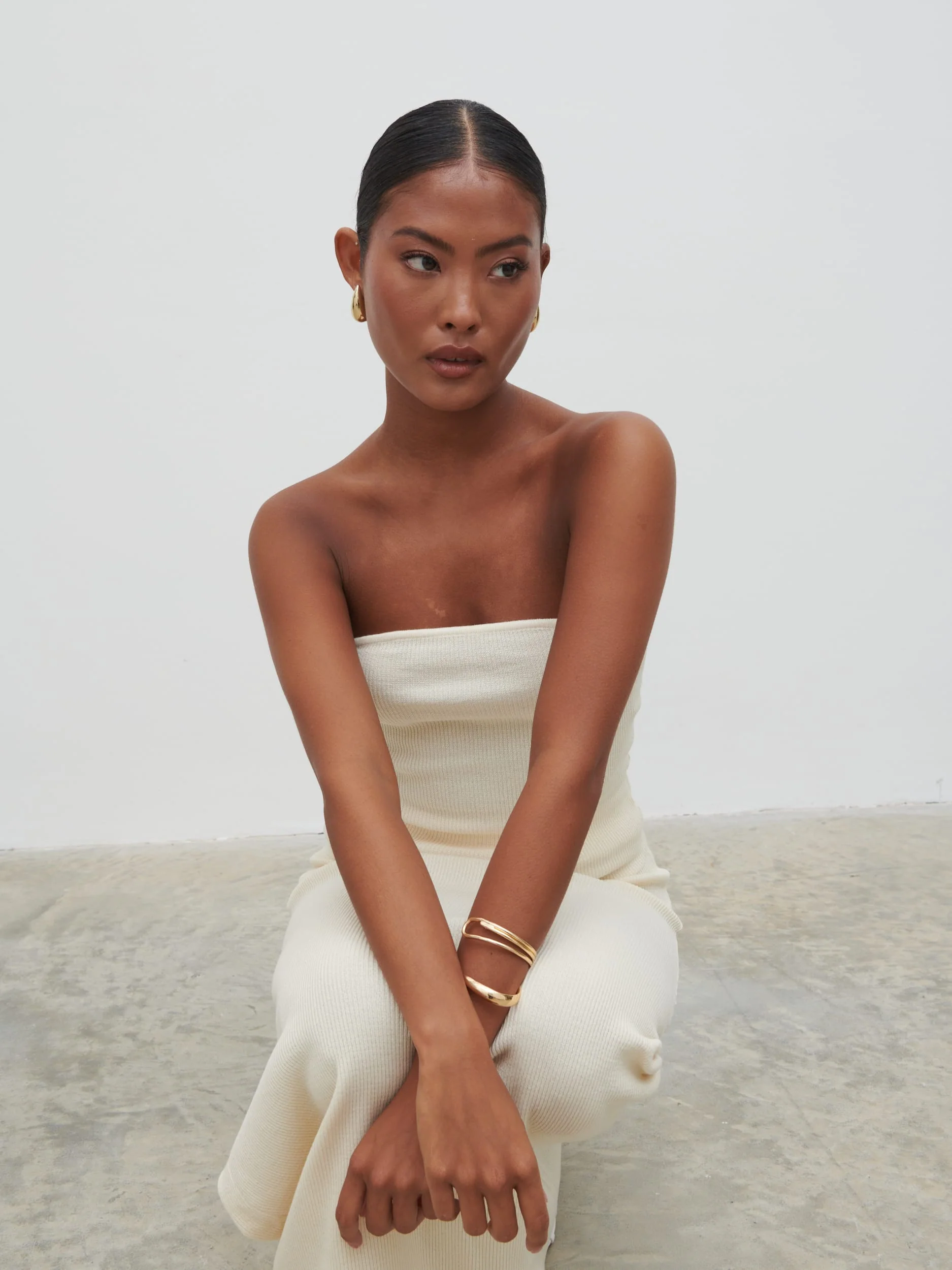 Reese Midaxi Knit Skirt - Cream - Image 6