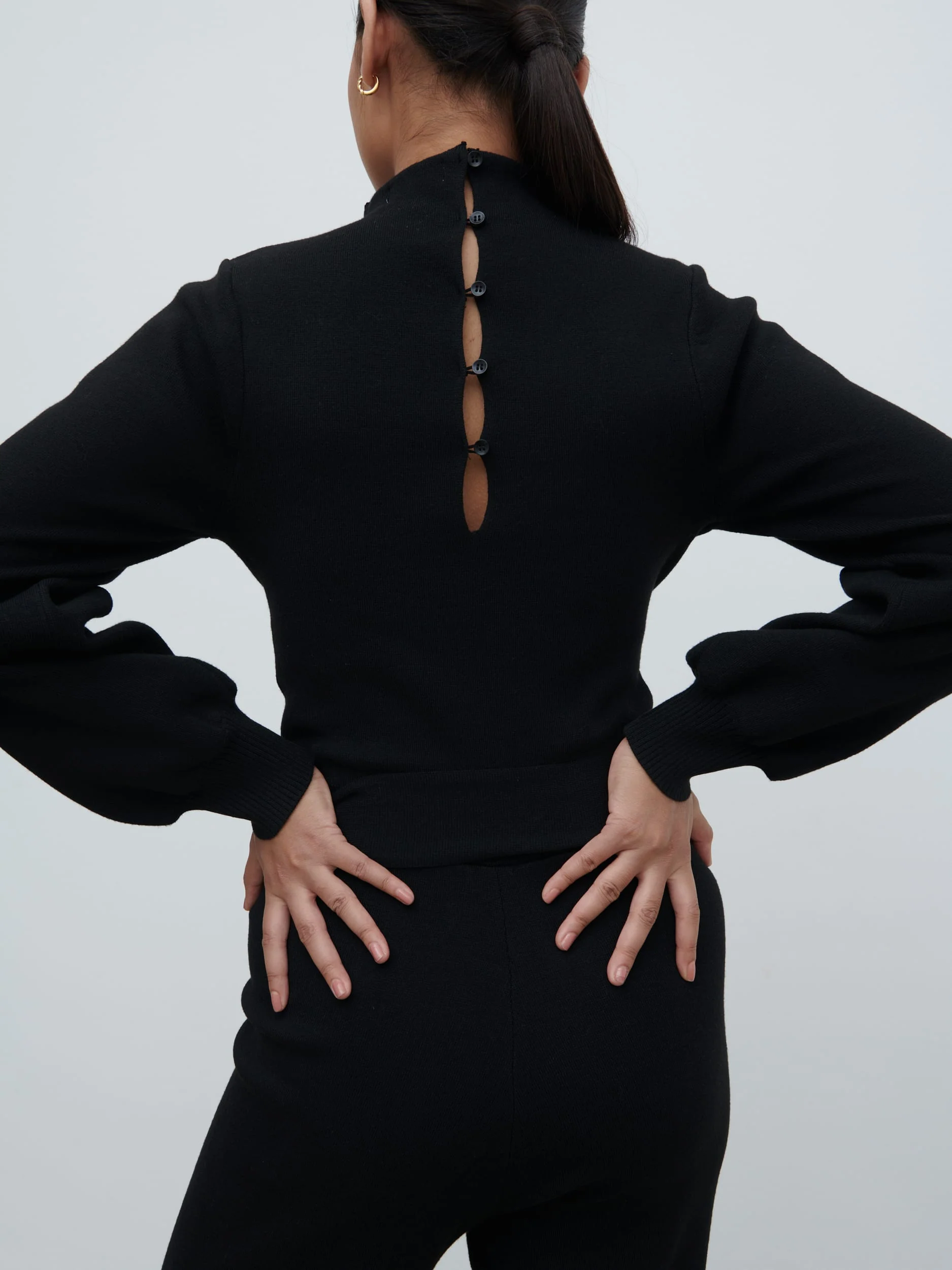 Reign Tie Waist Knit Jumpsuit - Black - Image 2