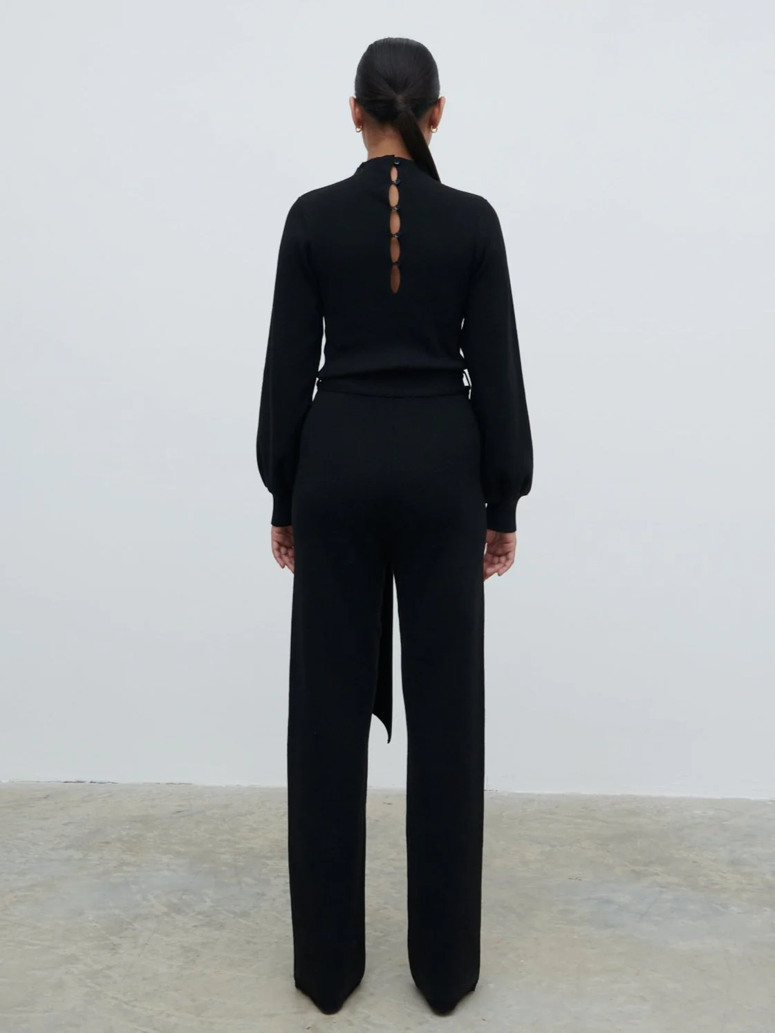 Reign Tie Waist Knit Jumpsuit - Black - Image 5
