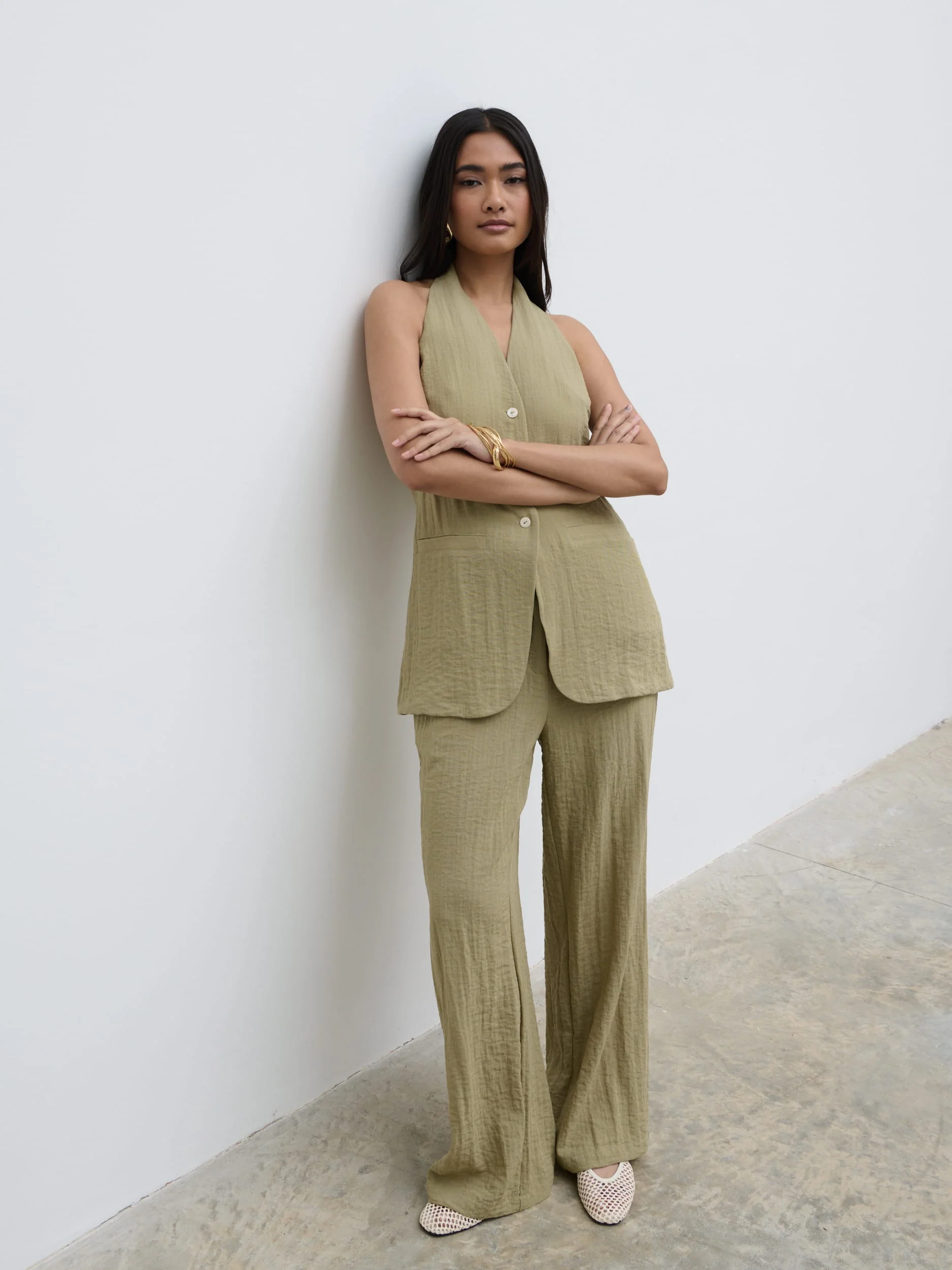 Remy Halterneck Waistcoat - Olive - Image 3