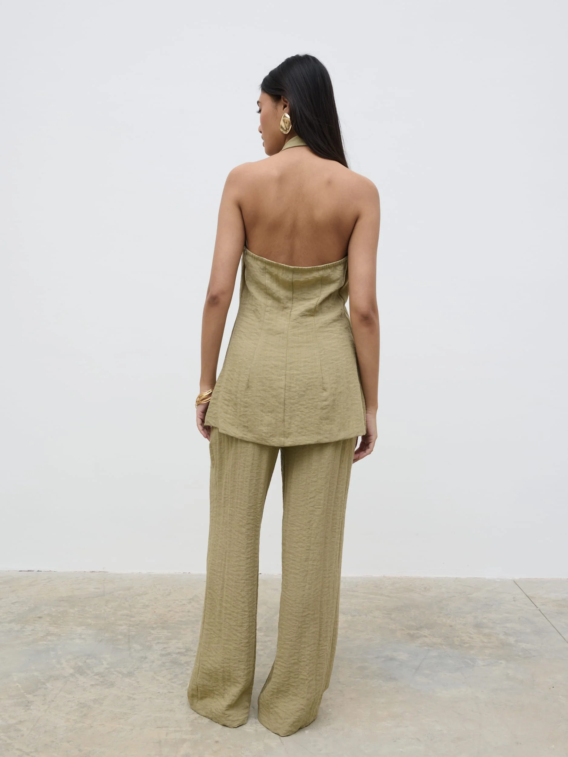 Remy Halterneck Waistcoat - Olive - Image 5