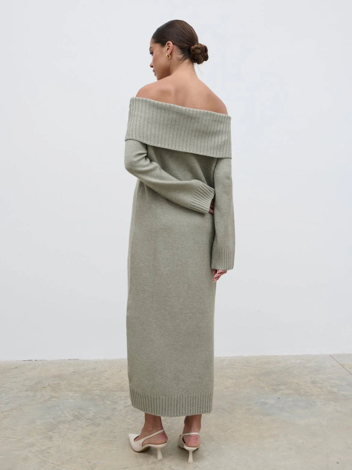 Renee Chunky Knit Midaxi Dress - Sage - Image 3