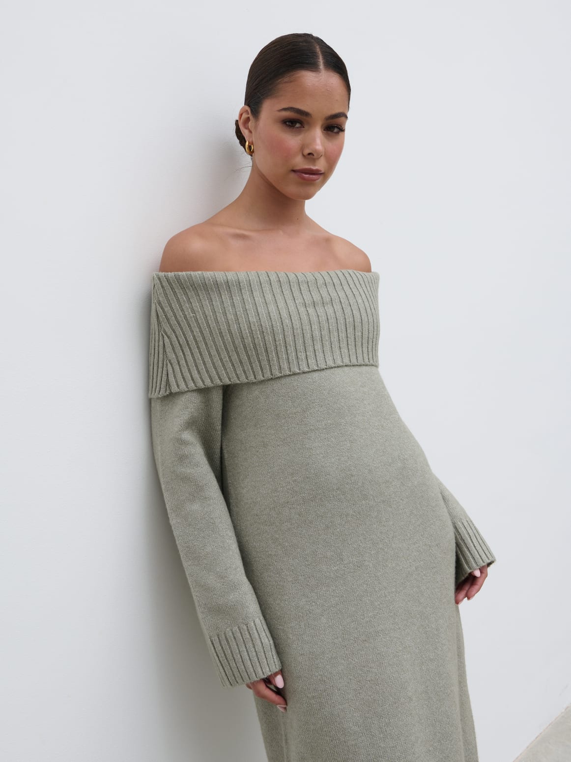 Renee Chunky Knit Midaxi Dress - Sage - Image 4