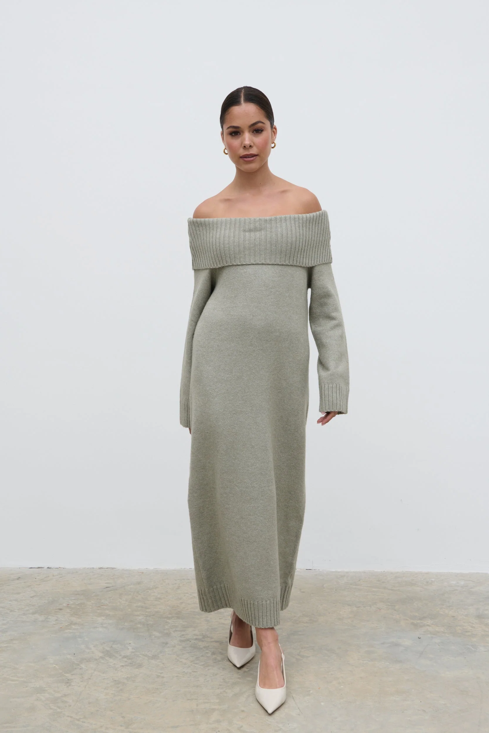 Renee Chunky Knit Midaxi Dress - Sage - Image 5