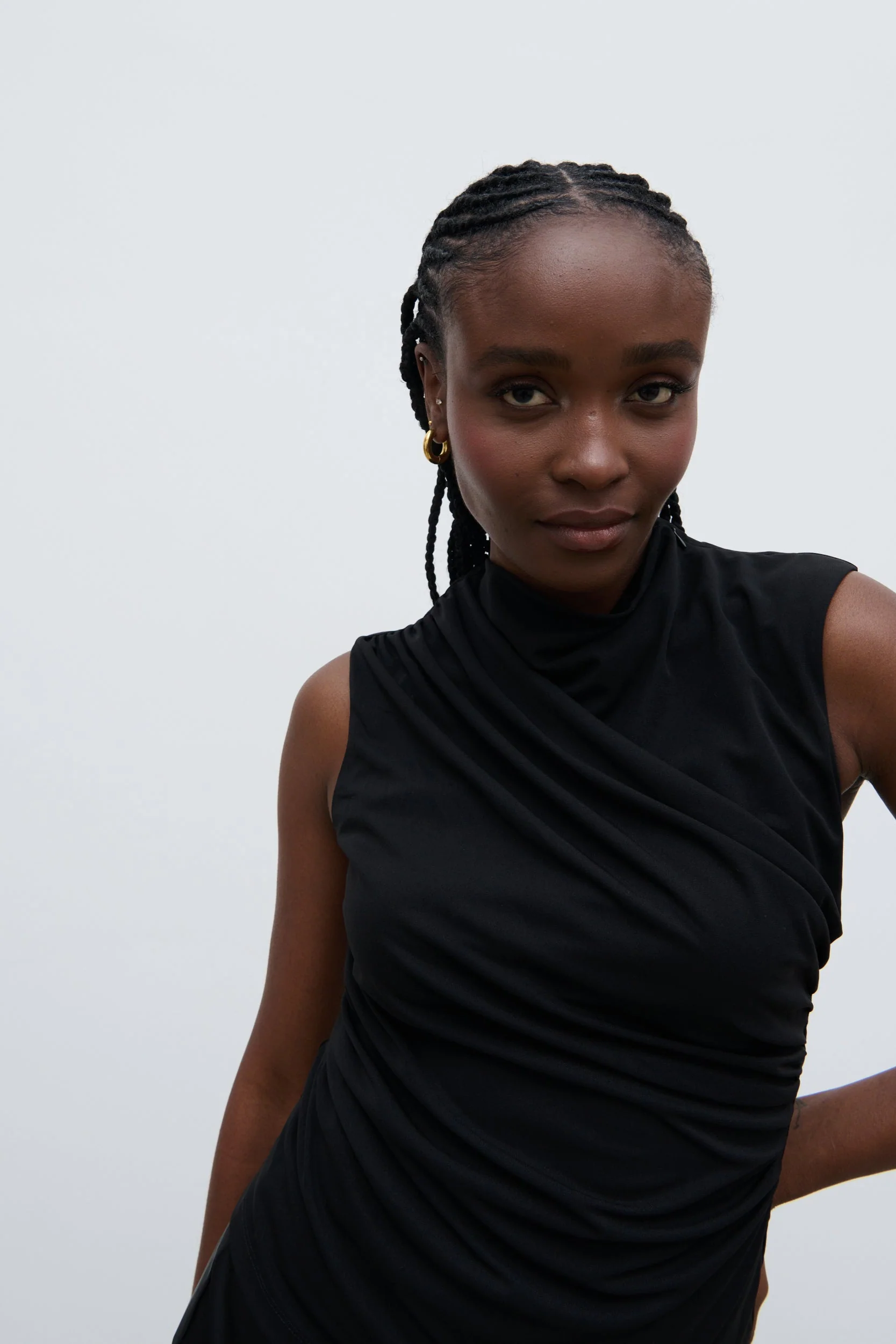 Rhea Jersey Sleeveless Top - Black - Image 6
