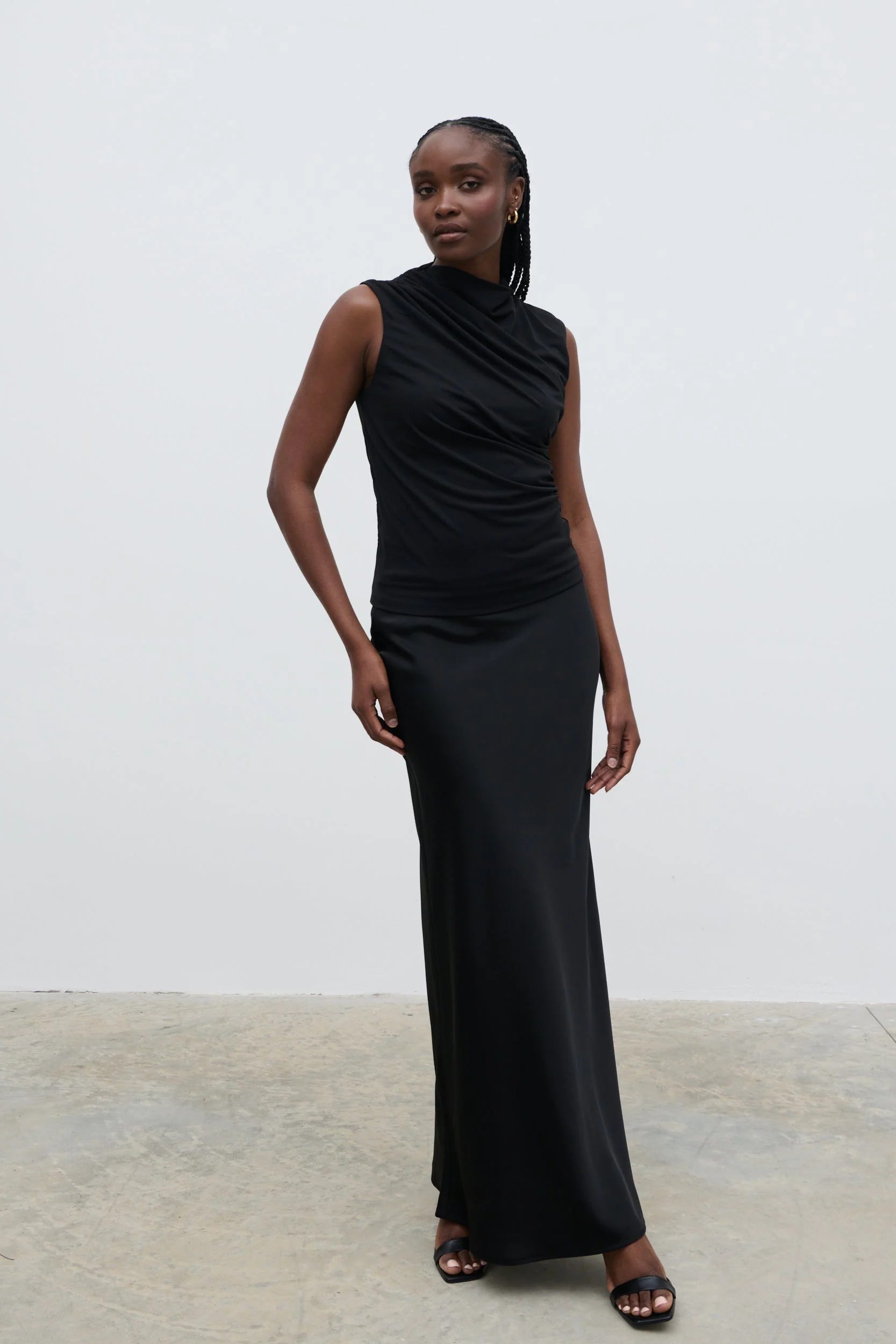 Rhea Jersey Sleeveless Top - Black - Image 7