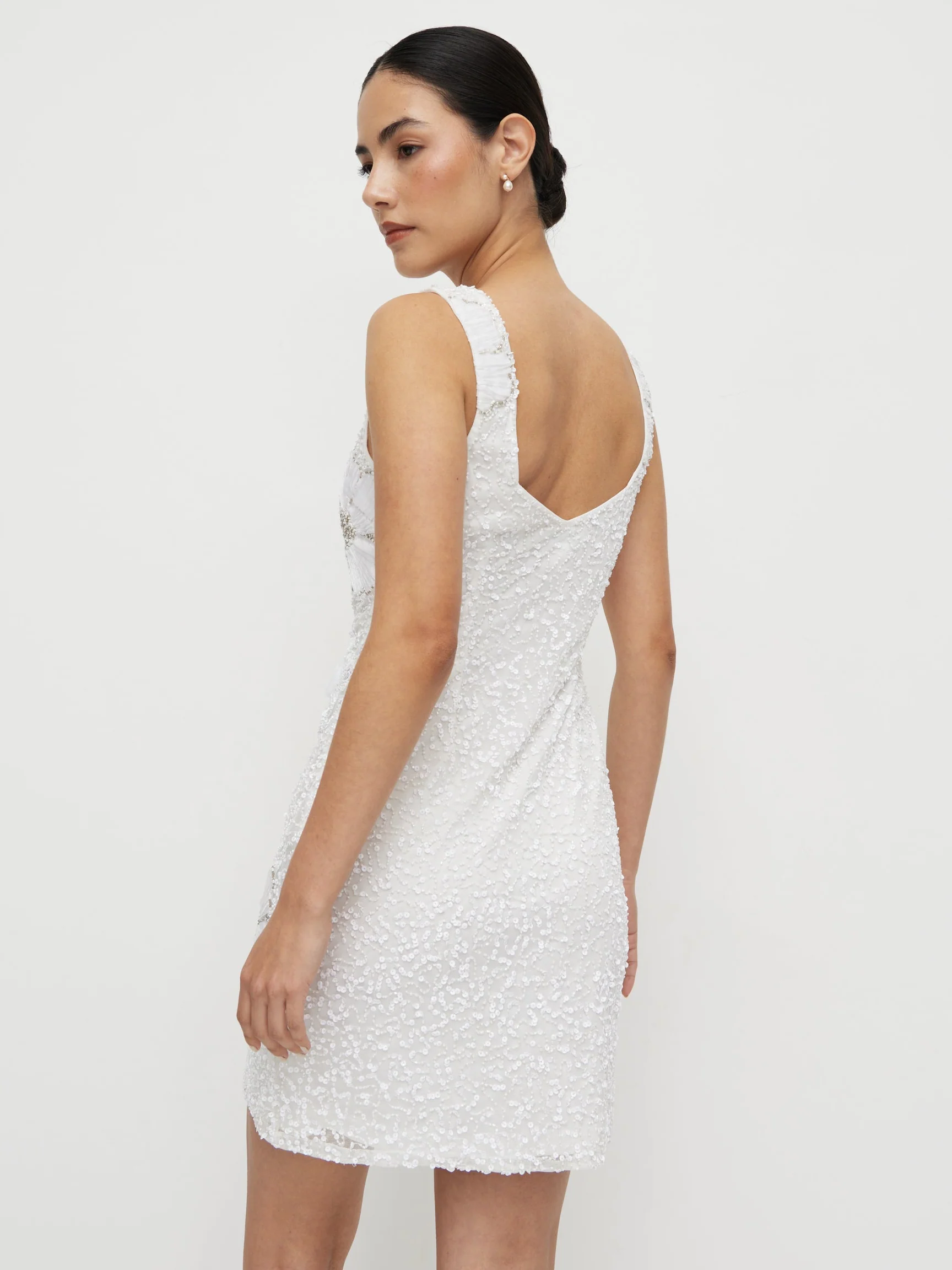 Rhodes Floral Embellished Mini Dress - Ivory - Image 7