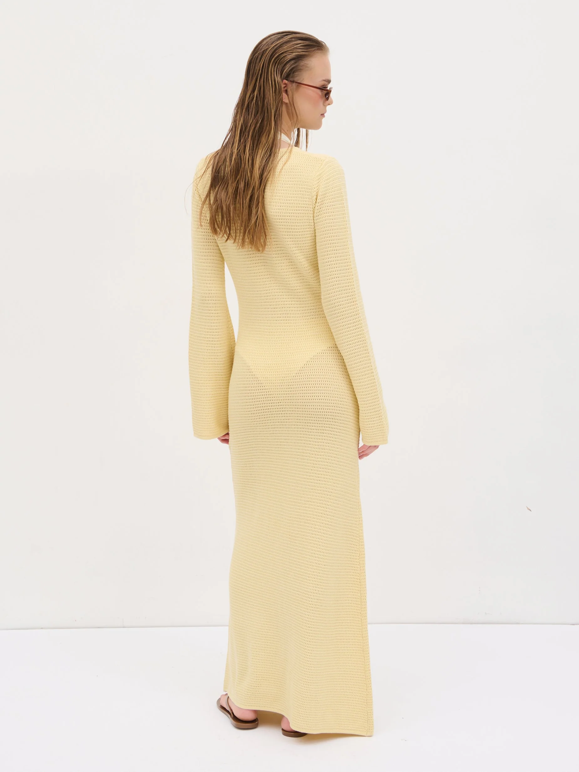 Riviera Hardware Knit Midaxi Dress - Lemon - Image 5