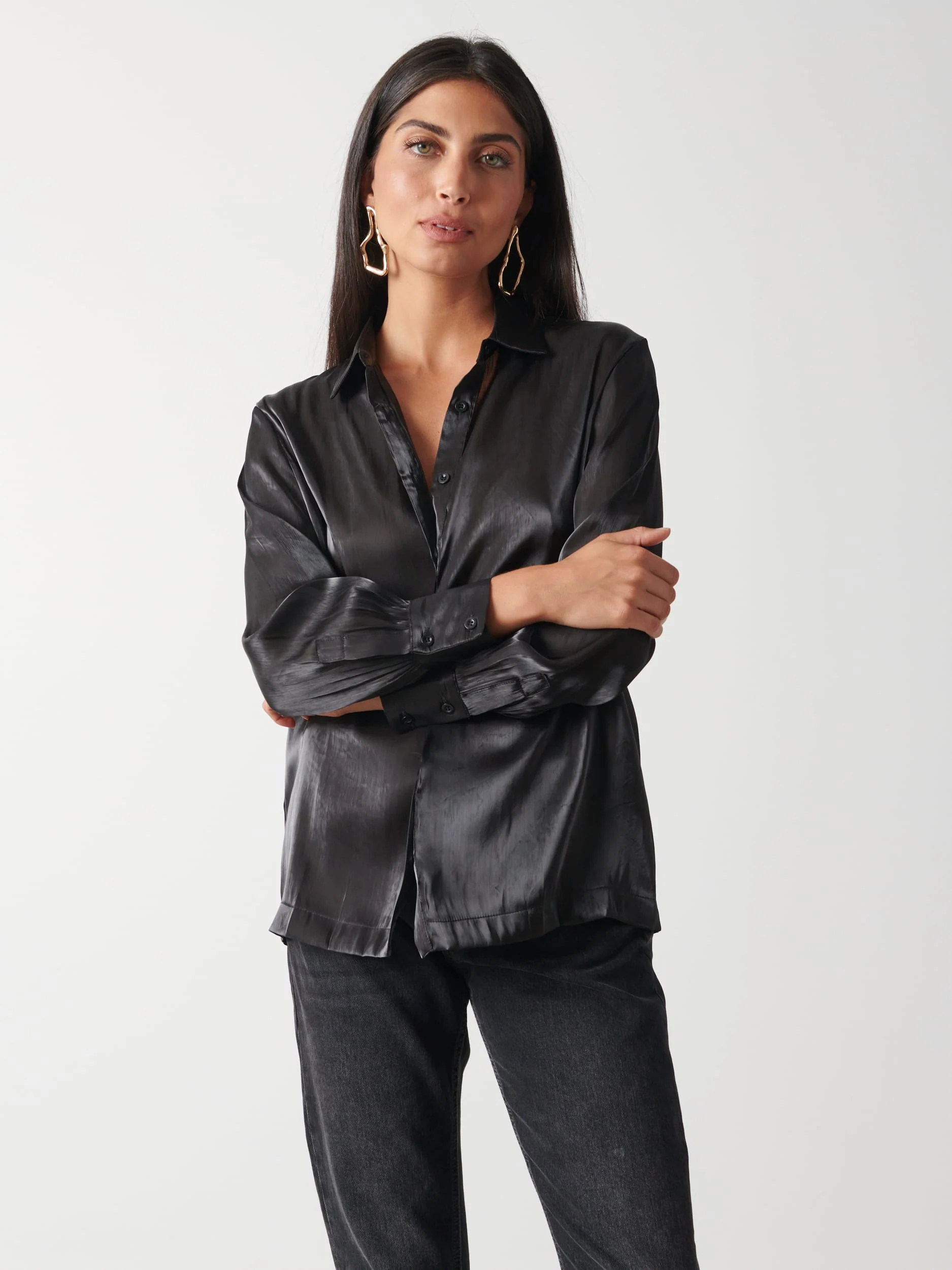 Rosalie Collared Blouse - Black - Image 3