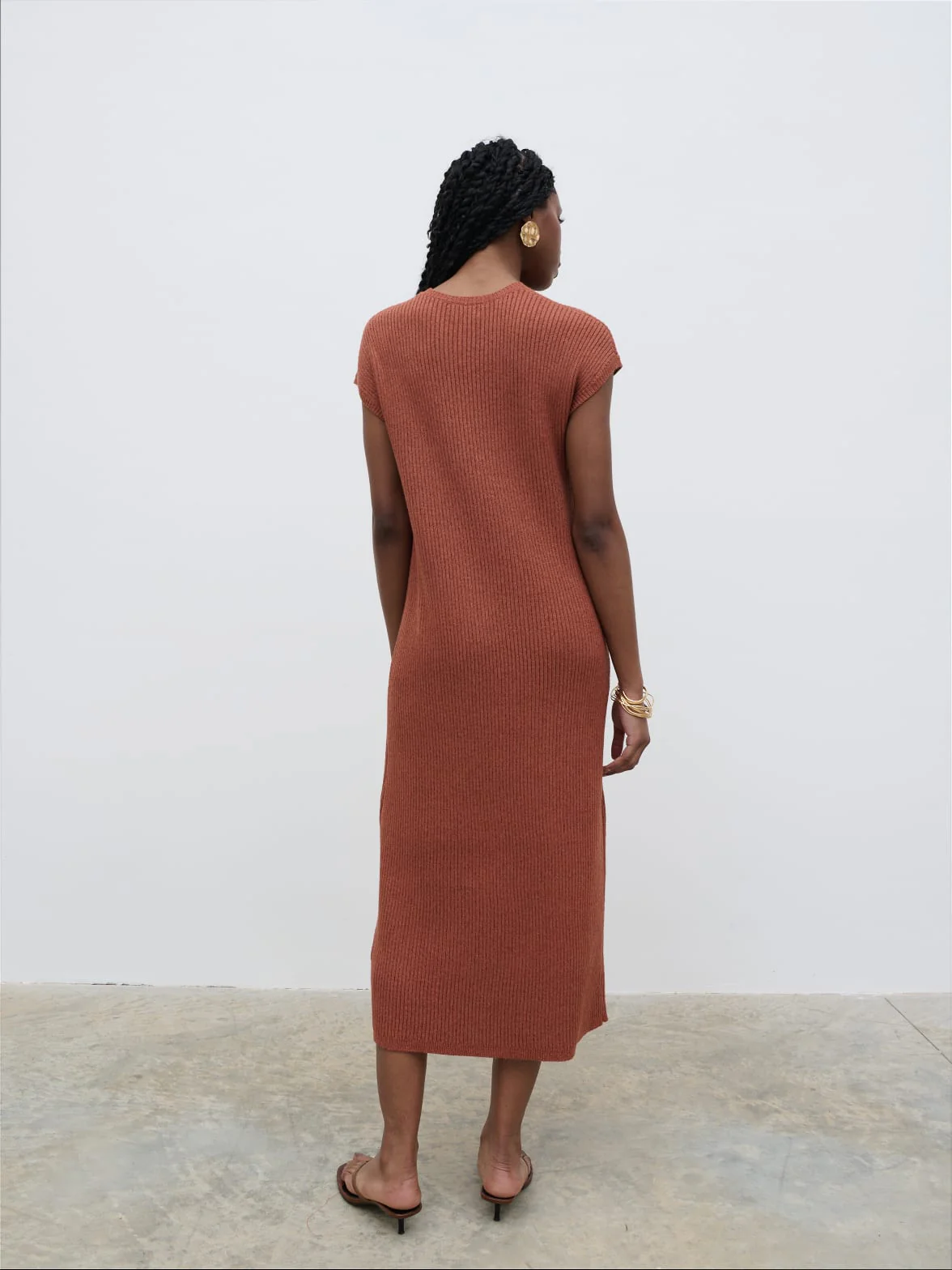 Rose Knit Midaxi Dress - Rosewood - Image 3