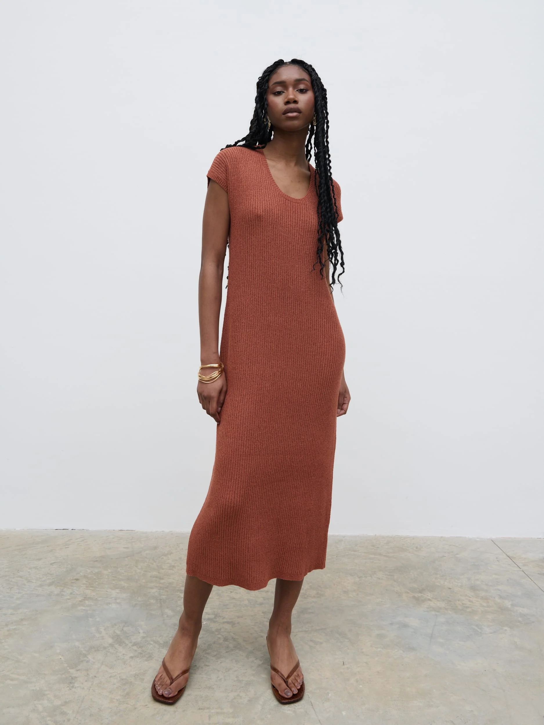 Rose Knit Midaxi Dress - Rosewood - Image 5