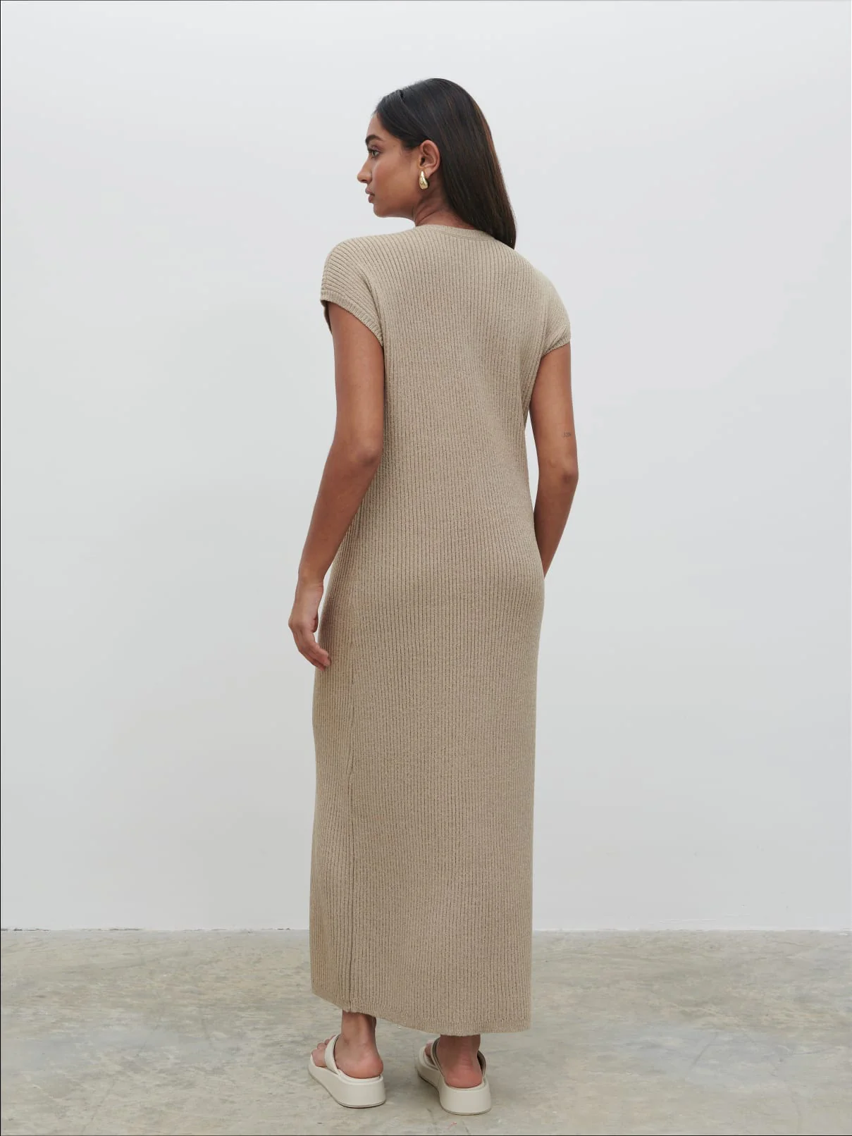 Rose Knit Midaxi Dress - Stone Taupe - Image 3