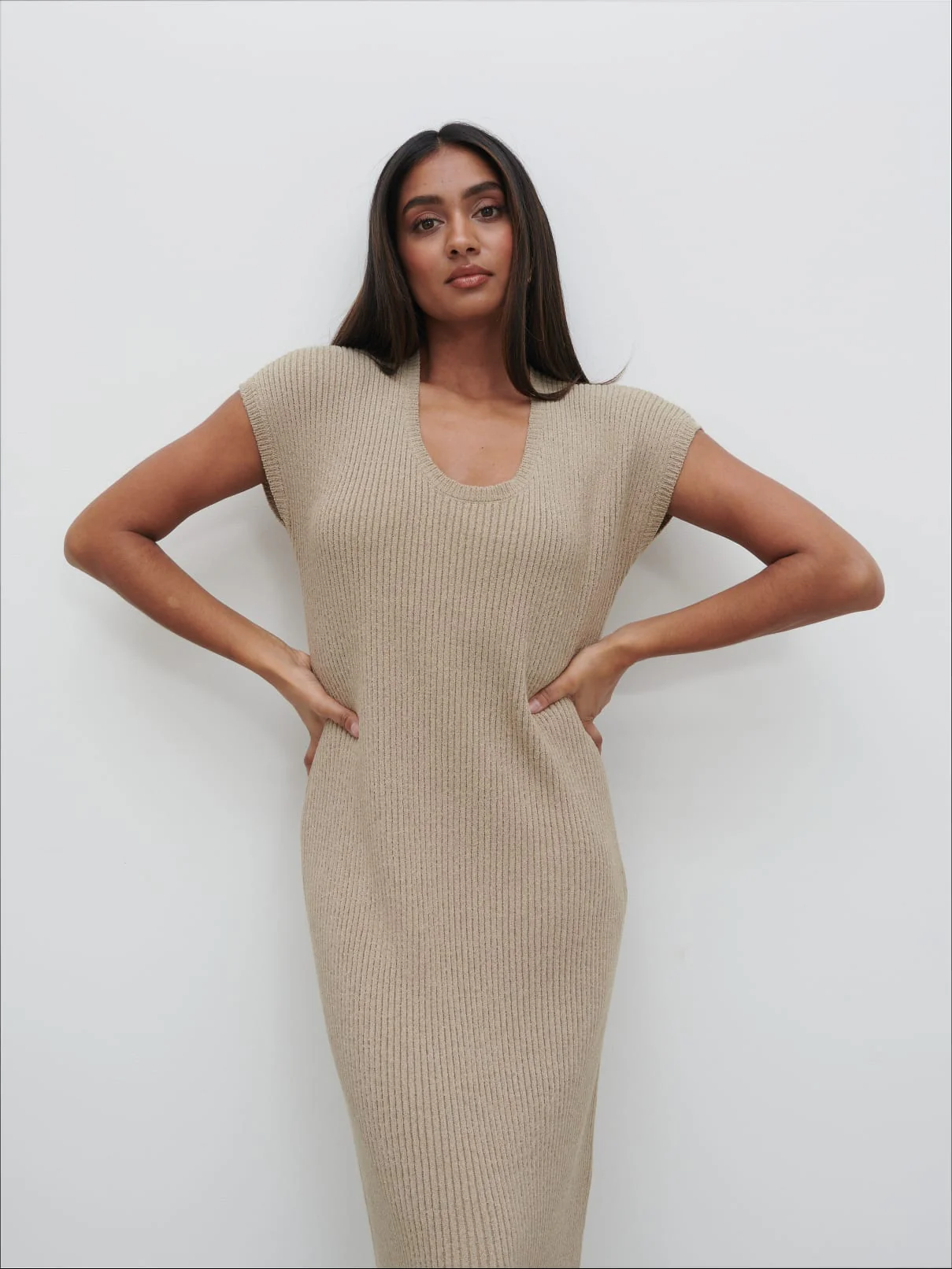Rose Knit Midaxi Dress - Stone Taupe - Image 5