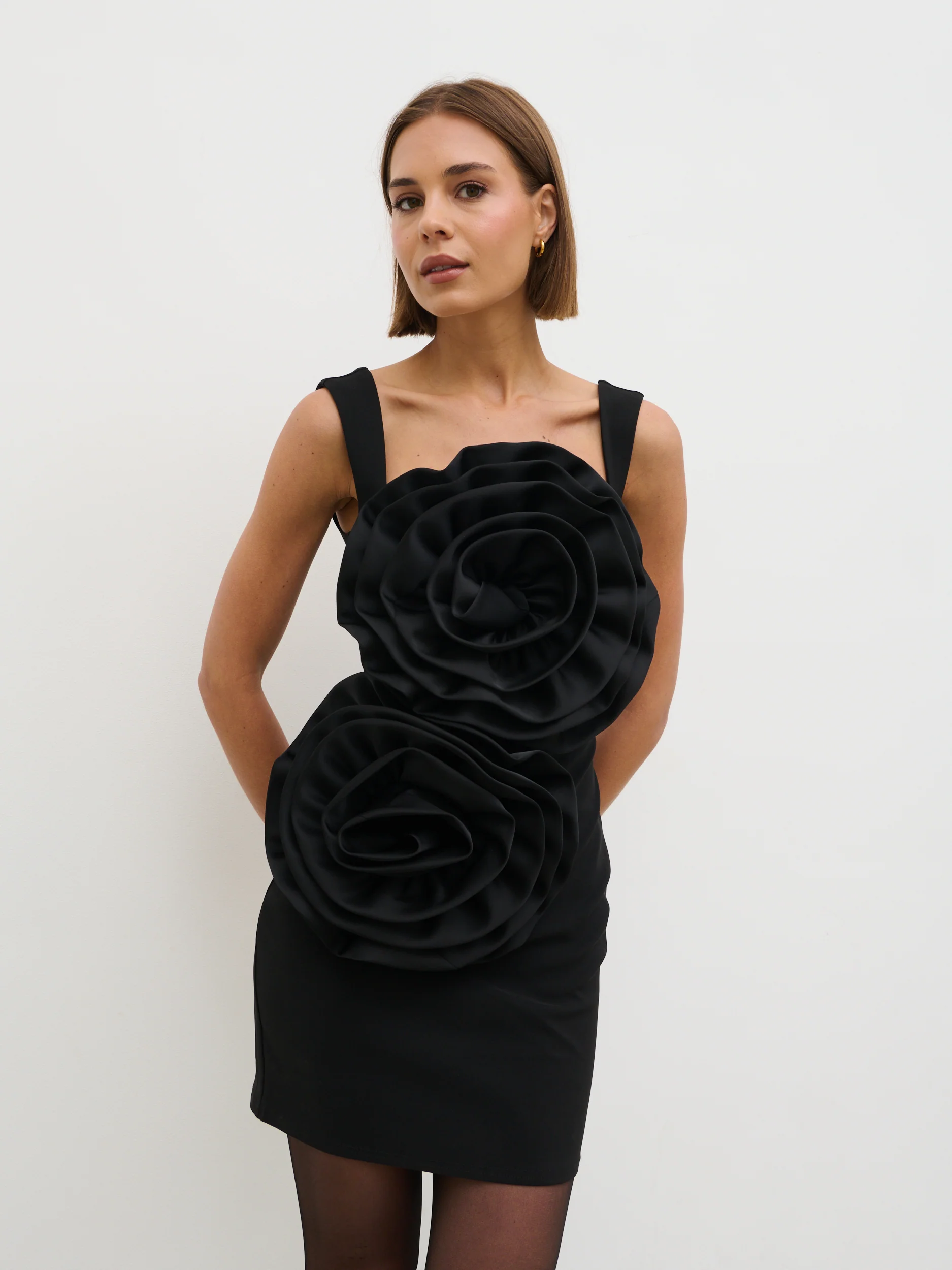 Rowena Corsage Mini Dress - Black - Image 4