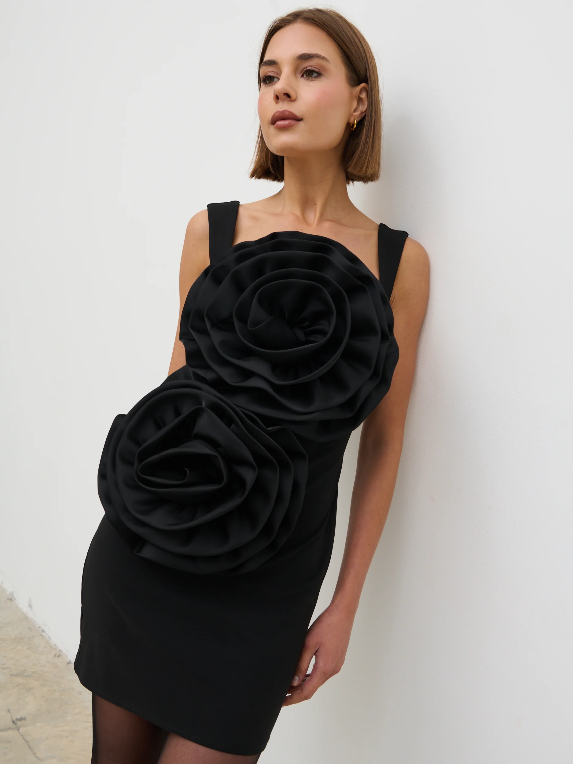 Rowena Corsage Mini Dress - Black - Image 7