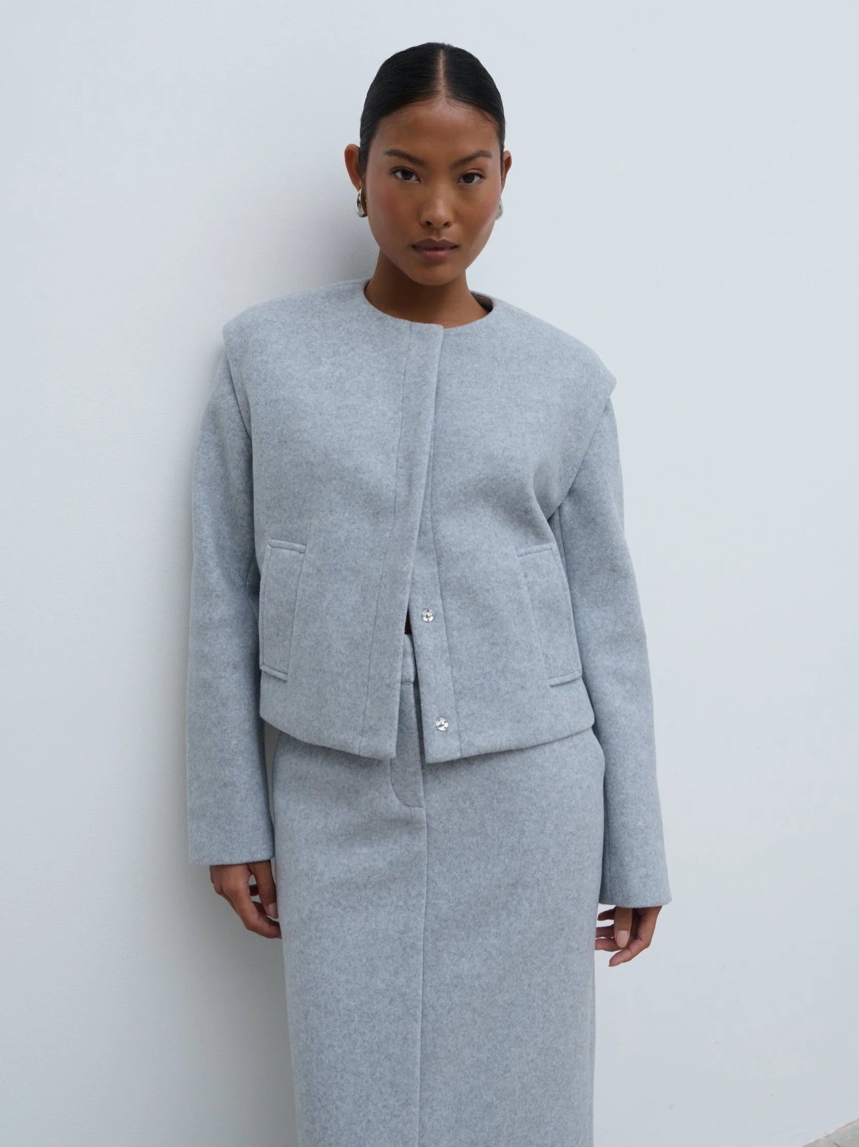 Rudy Cropped Boxy Jacket - Grey Marl - Image 3